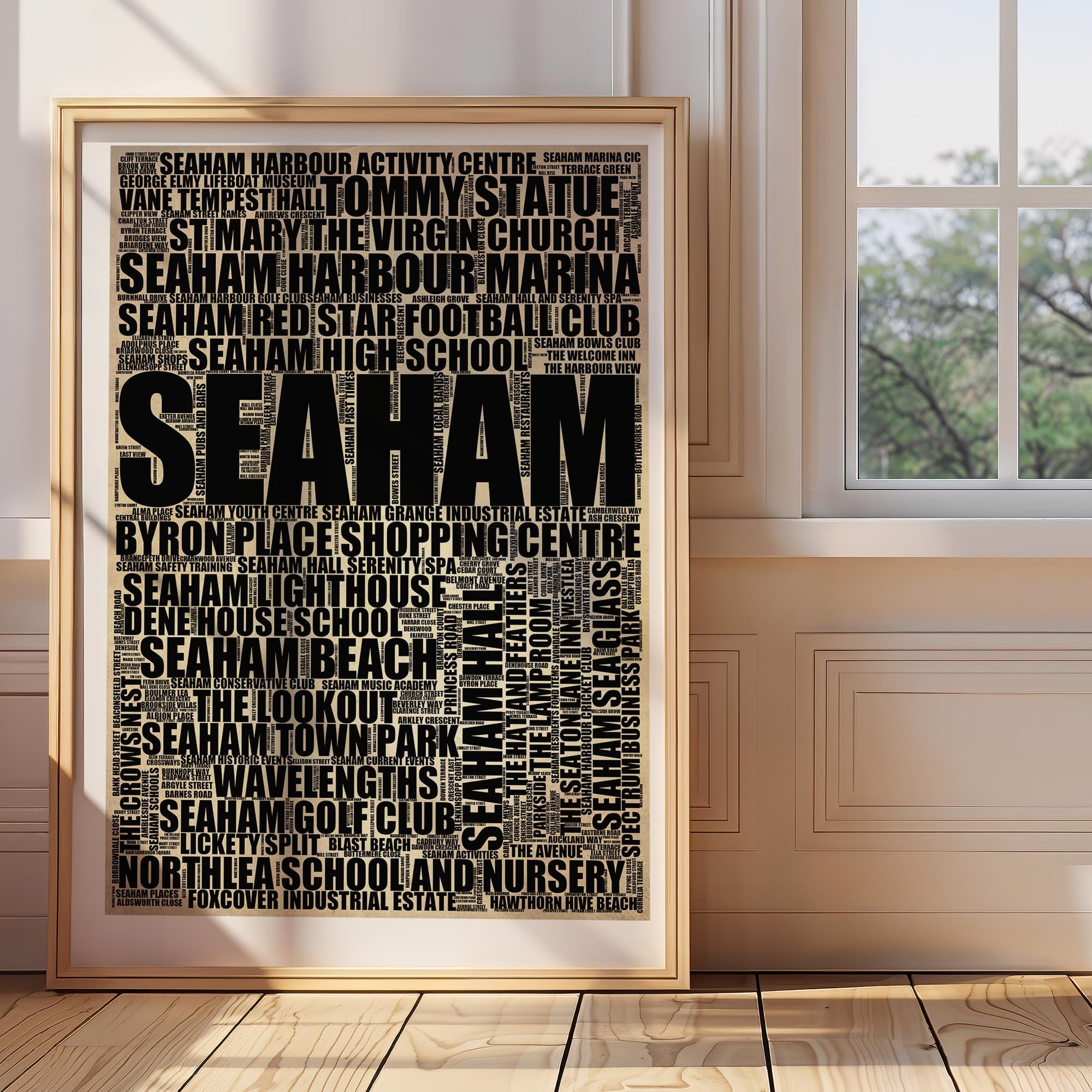 Seaham - Premium Typographic Word Cloud Prints, Posters & Gifts