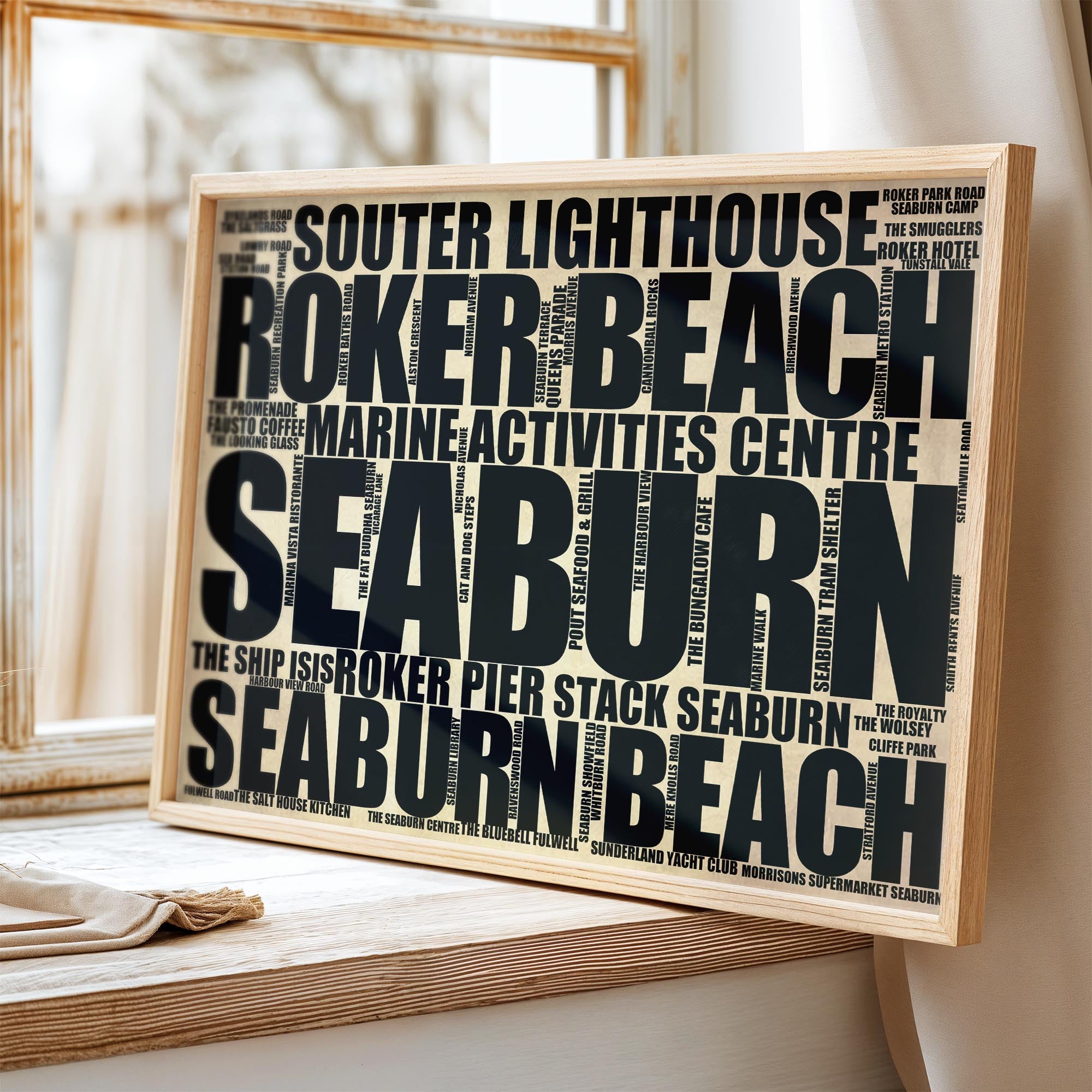 Seaburn - Premium Typographic Word Cloud Prints, Posters & Gifts