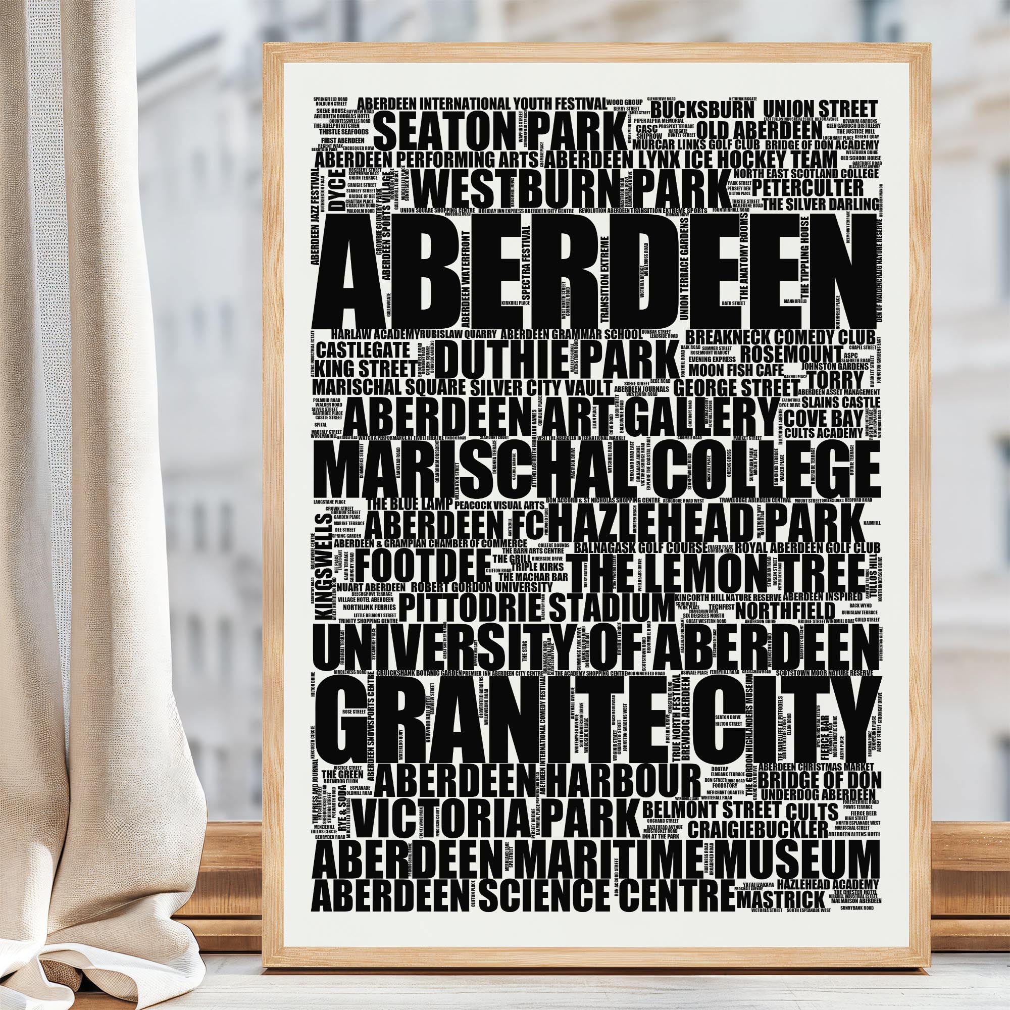 Aberdeen - Premium Typographic Word Cloud Prints, Posters & Gifts