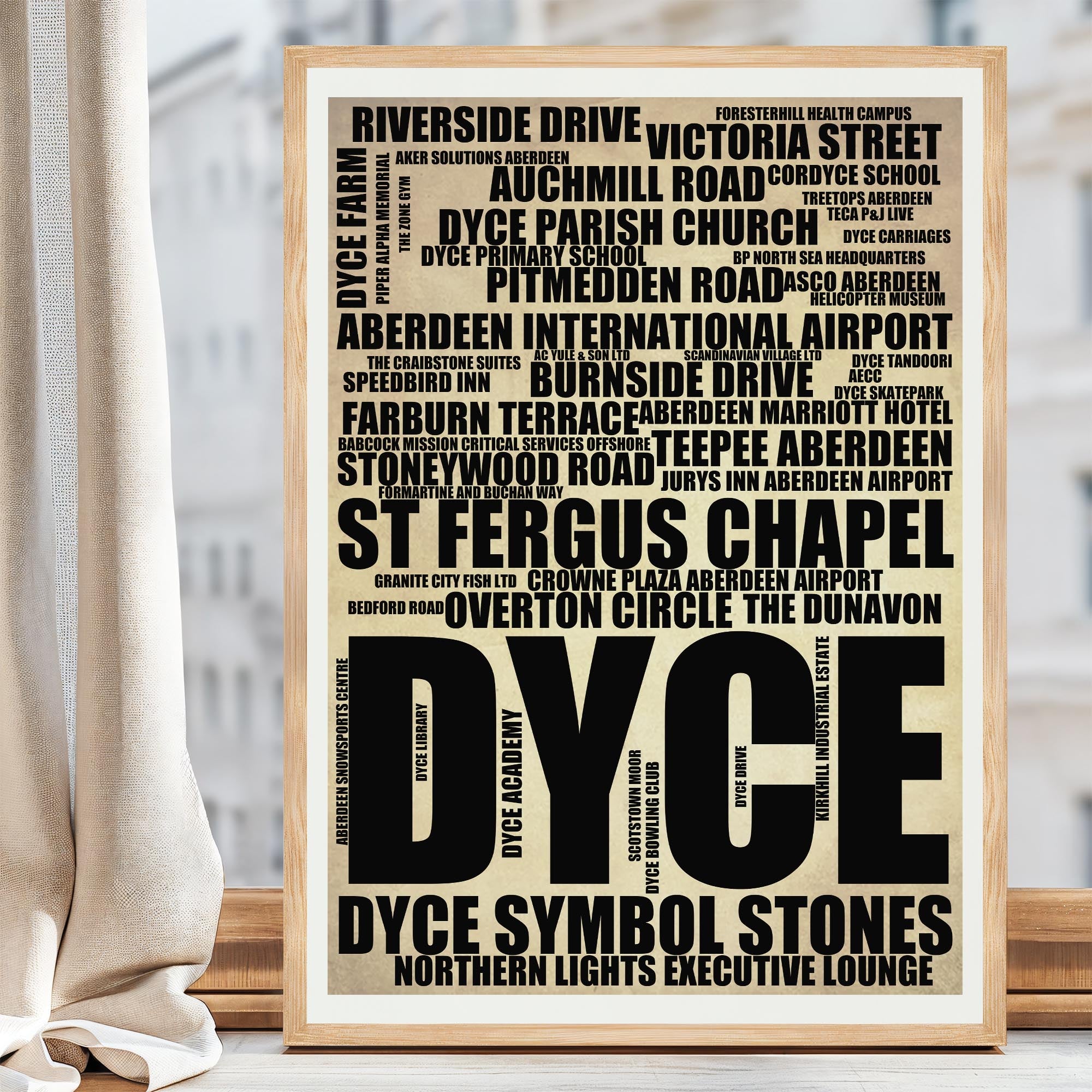 Dyce - Premium Typographic Word Cloud Prints, Posters & Gifts