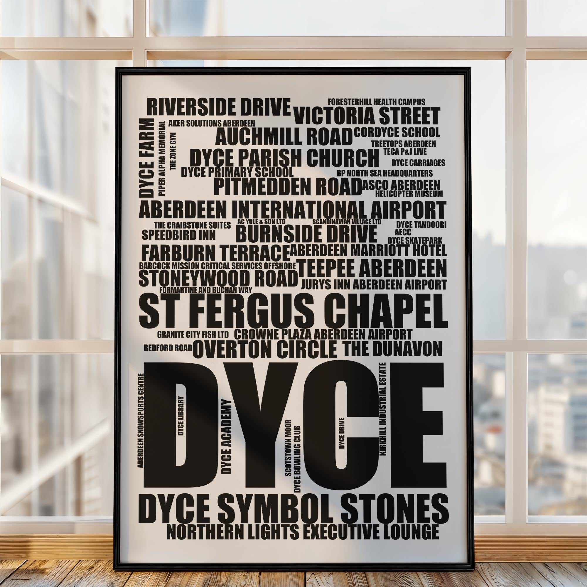 Dyce - Premium Typographic Word Cloud Prints, Posters & Gifts