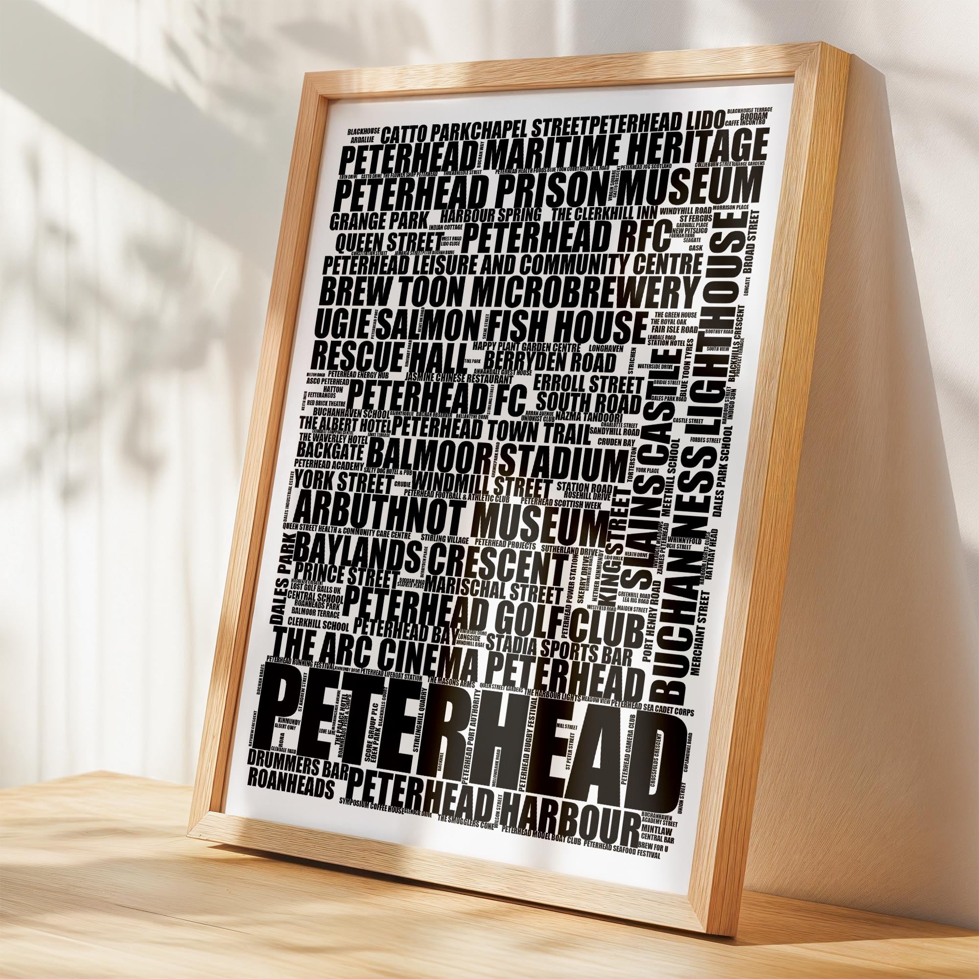 Peterhead - Premium Typographic Word Cloud Prints, Posters & Gifts