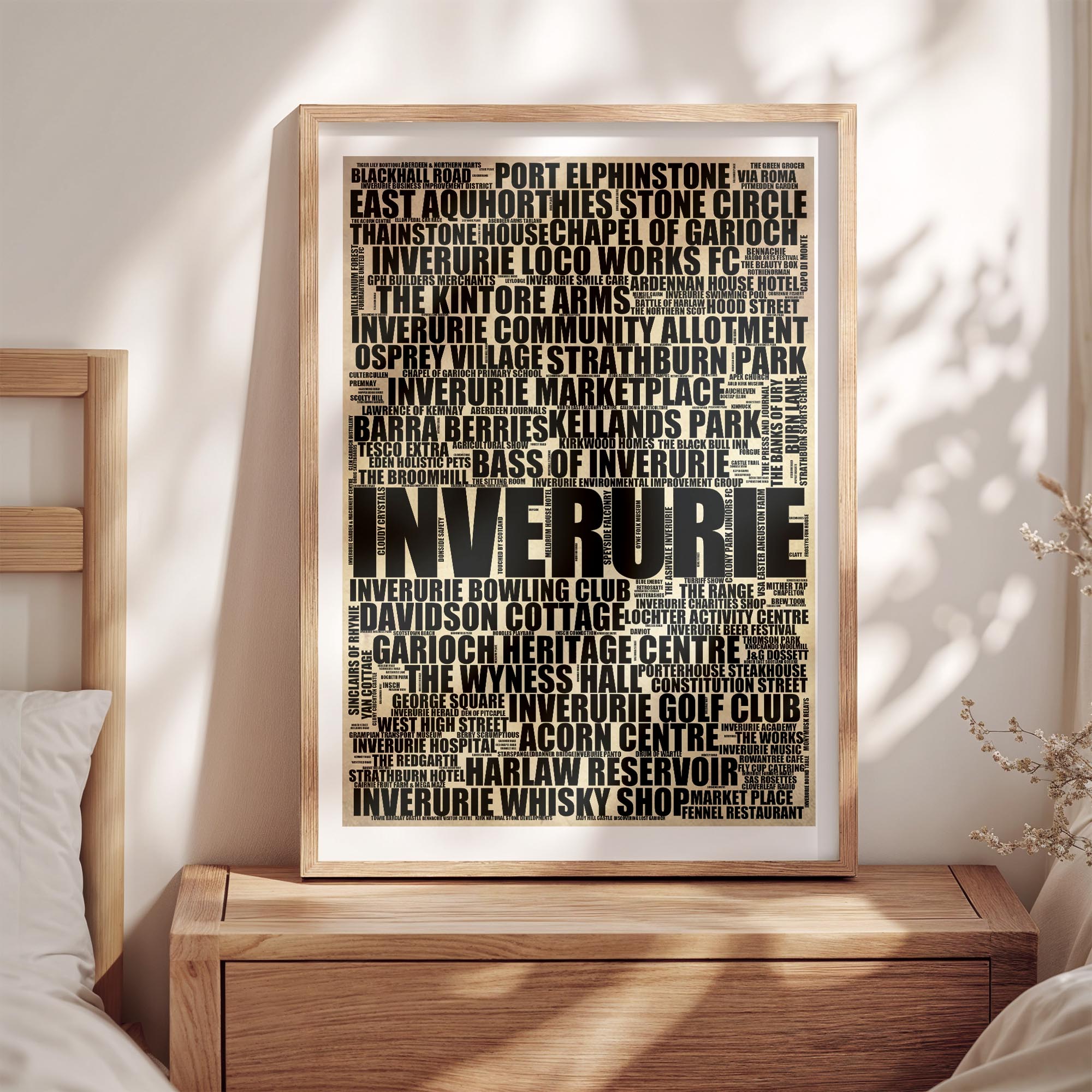 Inverurie - Premium Typographic Word Cloud Prints, Posters & Gifts