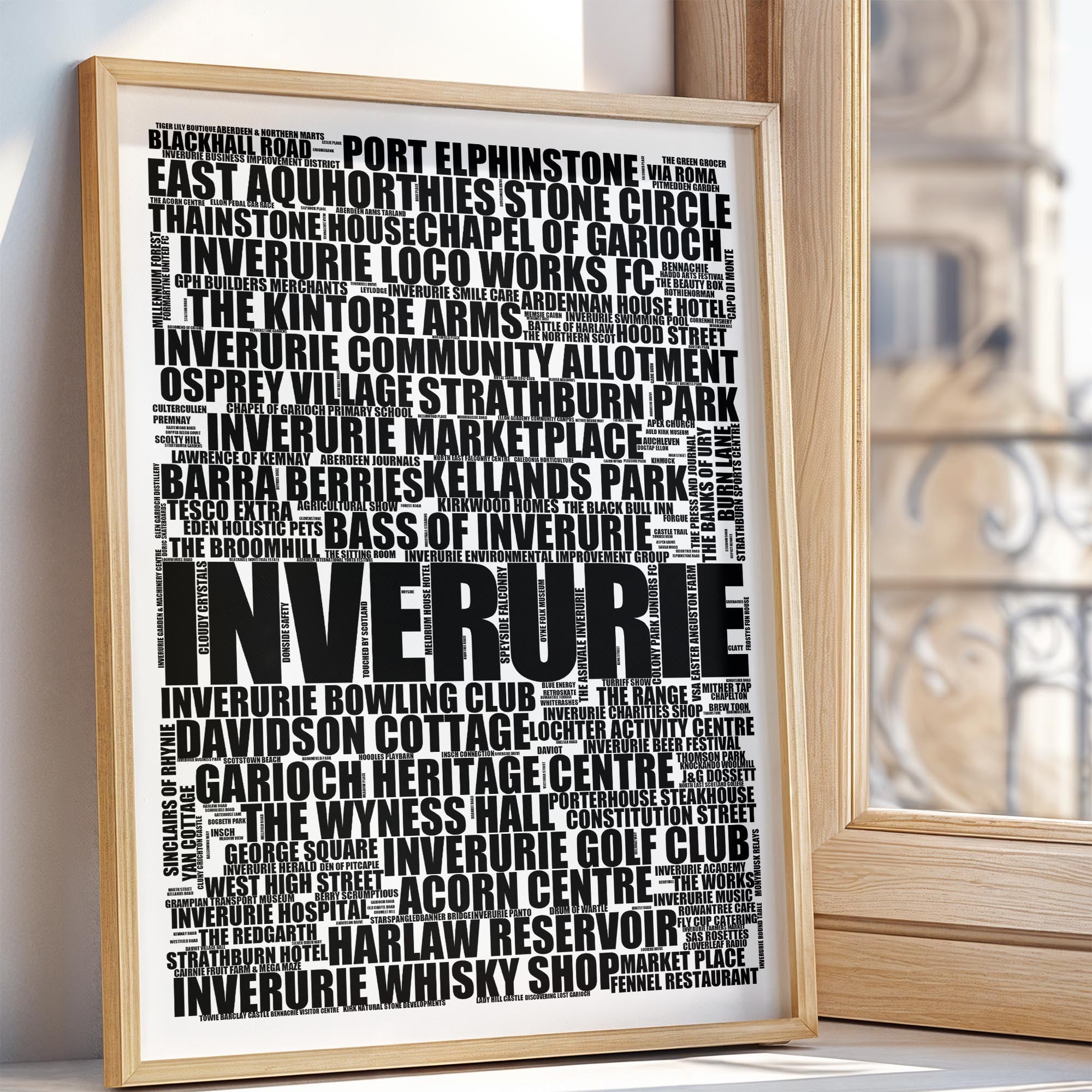 Inverurie - Premium Typographic Word Cloud Prints, Posters & Gifts