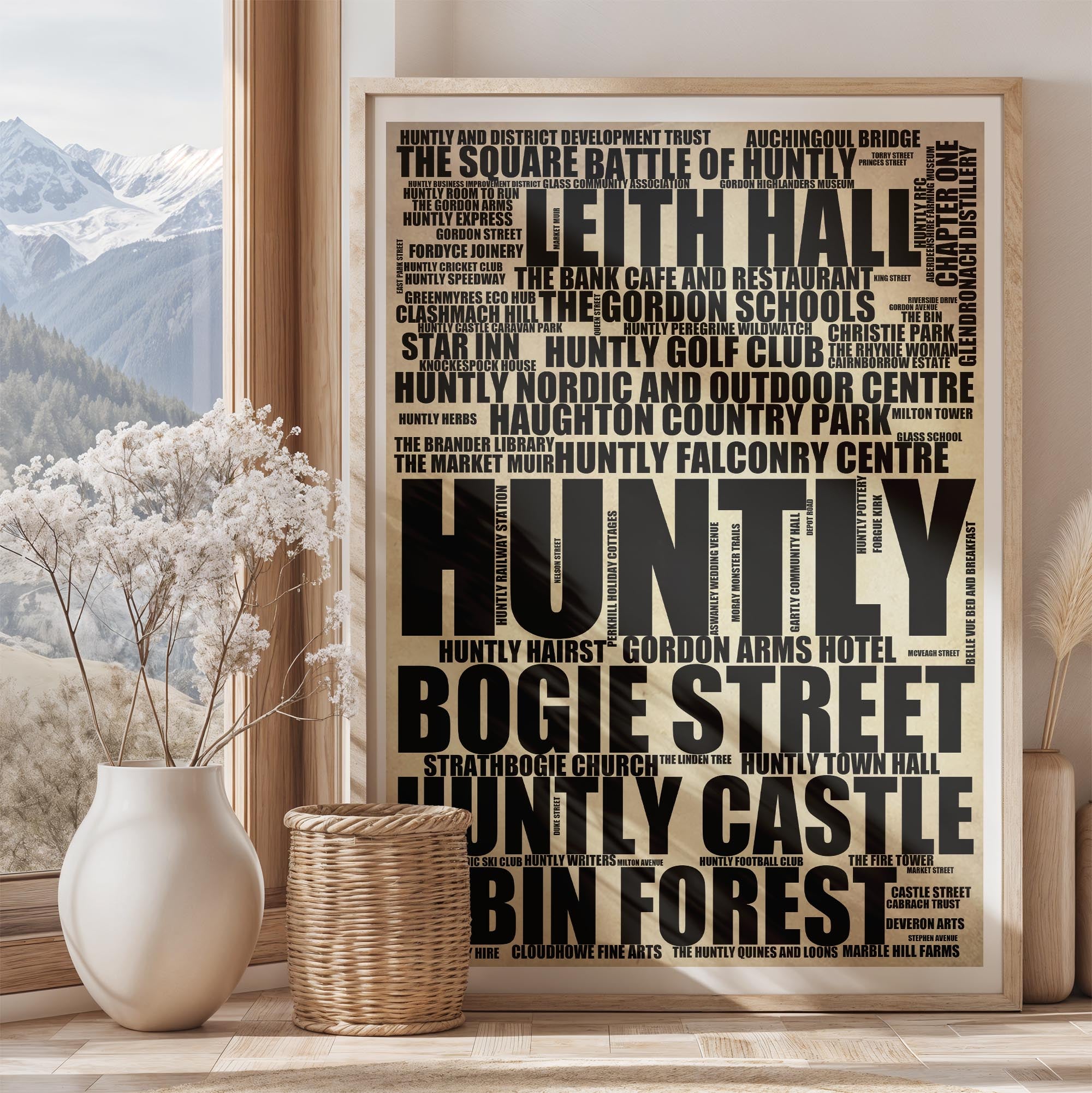 Huntly - Premium Typographic Word Cloud Prints, Posters & Gifts