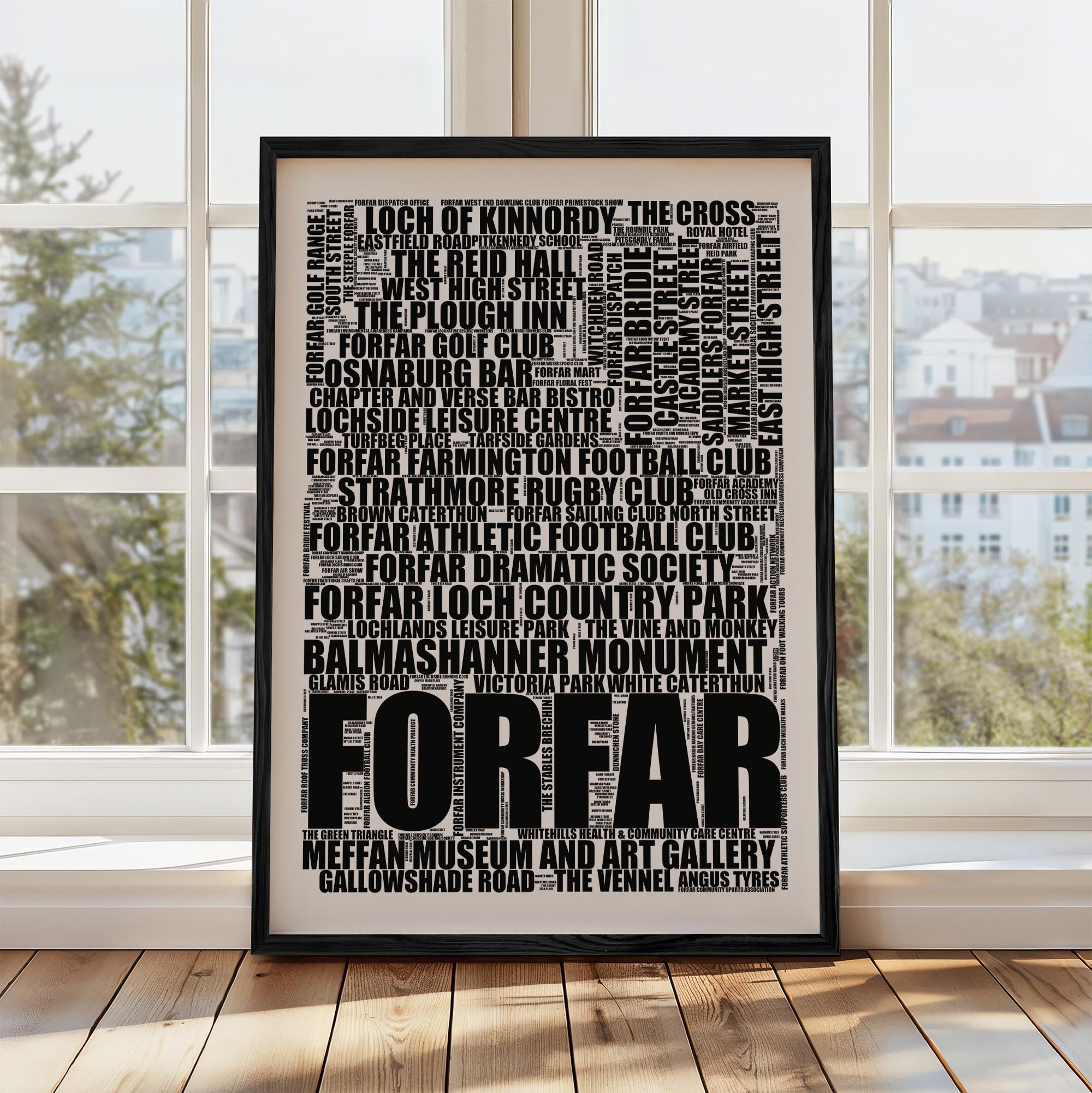 Forfar - Premium Typographic Word Cloud Prints, Posters & Gifts