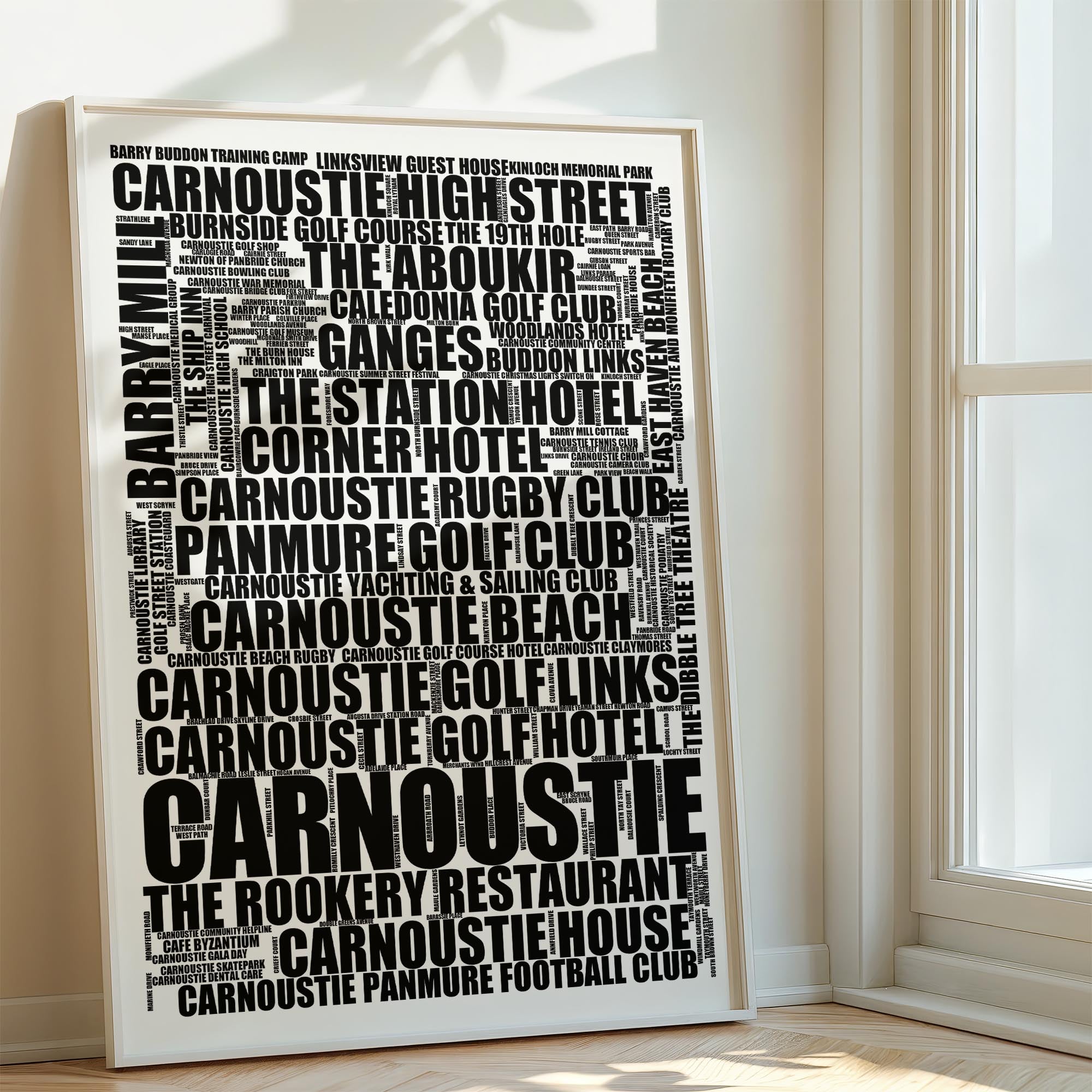 Carnoustie - Premium Typographic Word Cloud Prints, Posters & Gifts