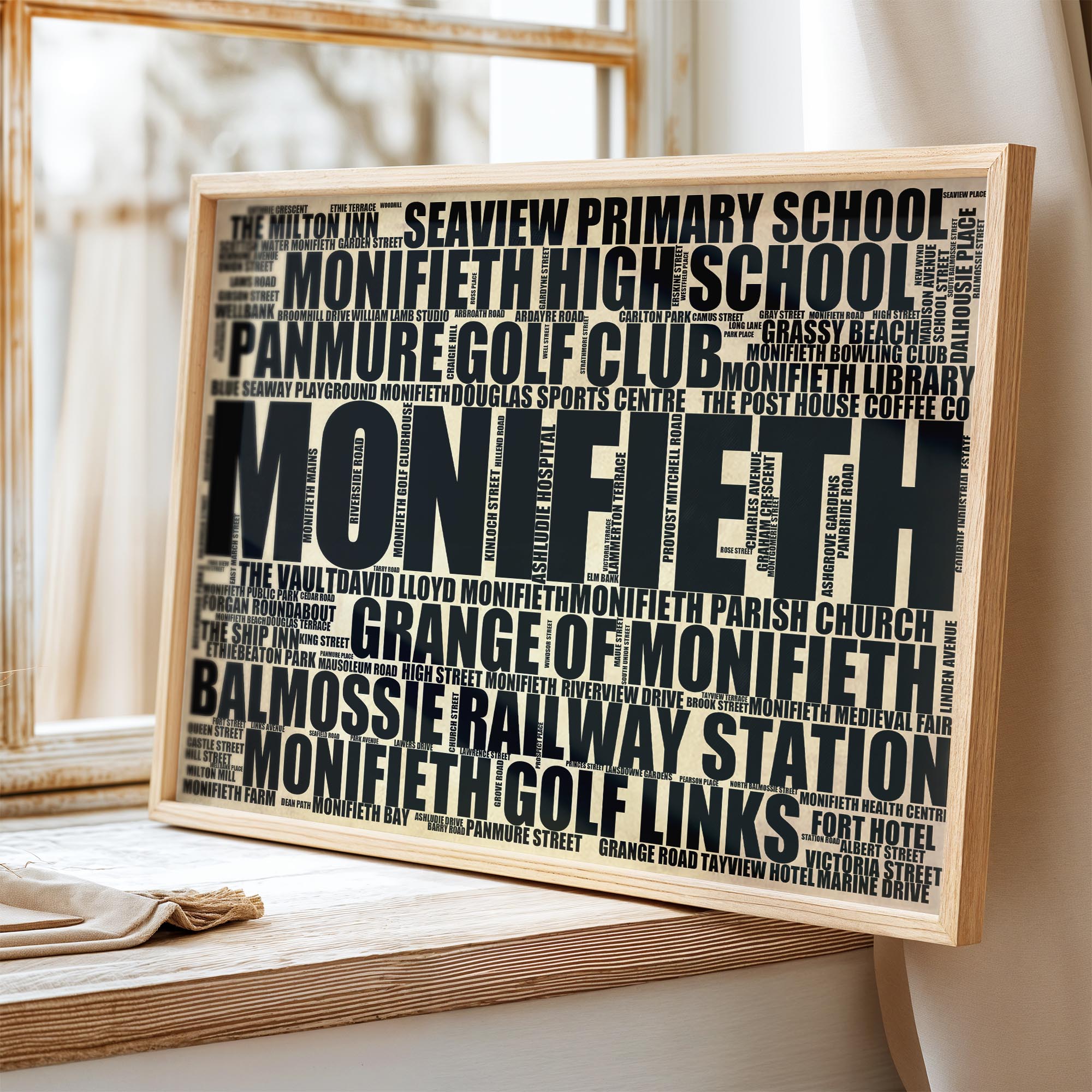 Monifieth - Premium Typographic Word Cloud Prints, Posters & Gifts