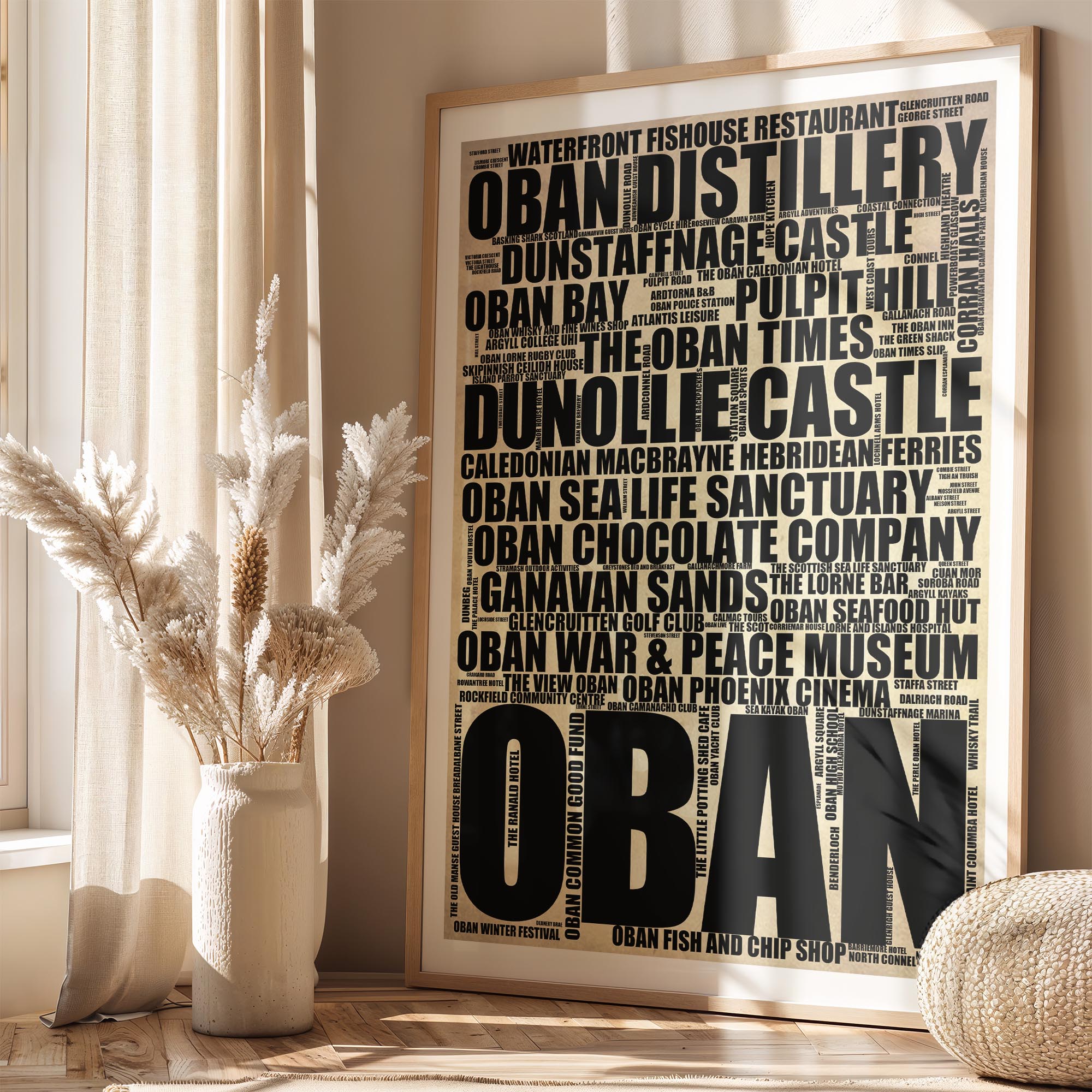 Oban - Premium Typographic Word Cloud Prints, Posters & Gifts