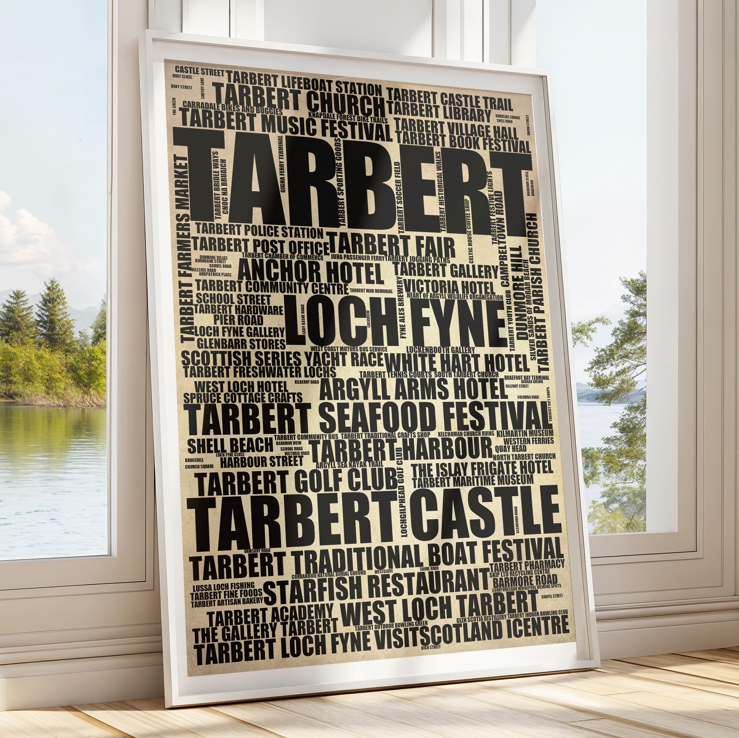 Tarbert - Premium Typographic Word Cloud Prints, Posters & Gifts