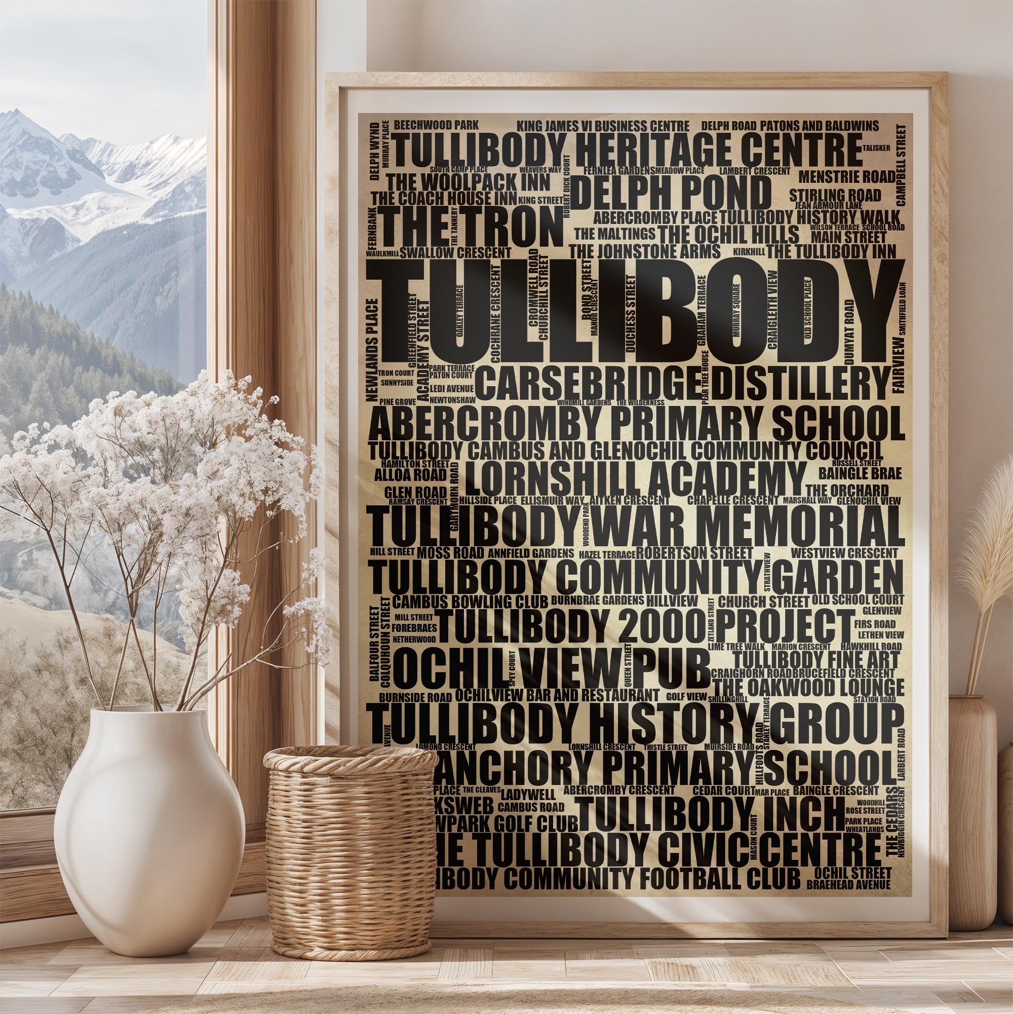 Tullibody - Premium Typographic Word Cloud Prints, Posters & Gifts