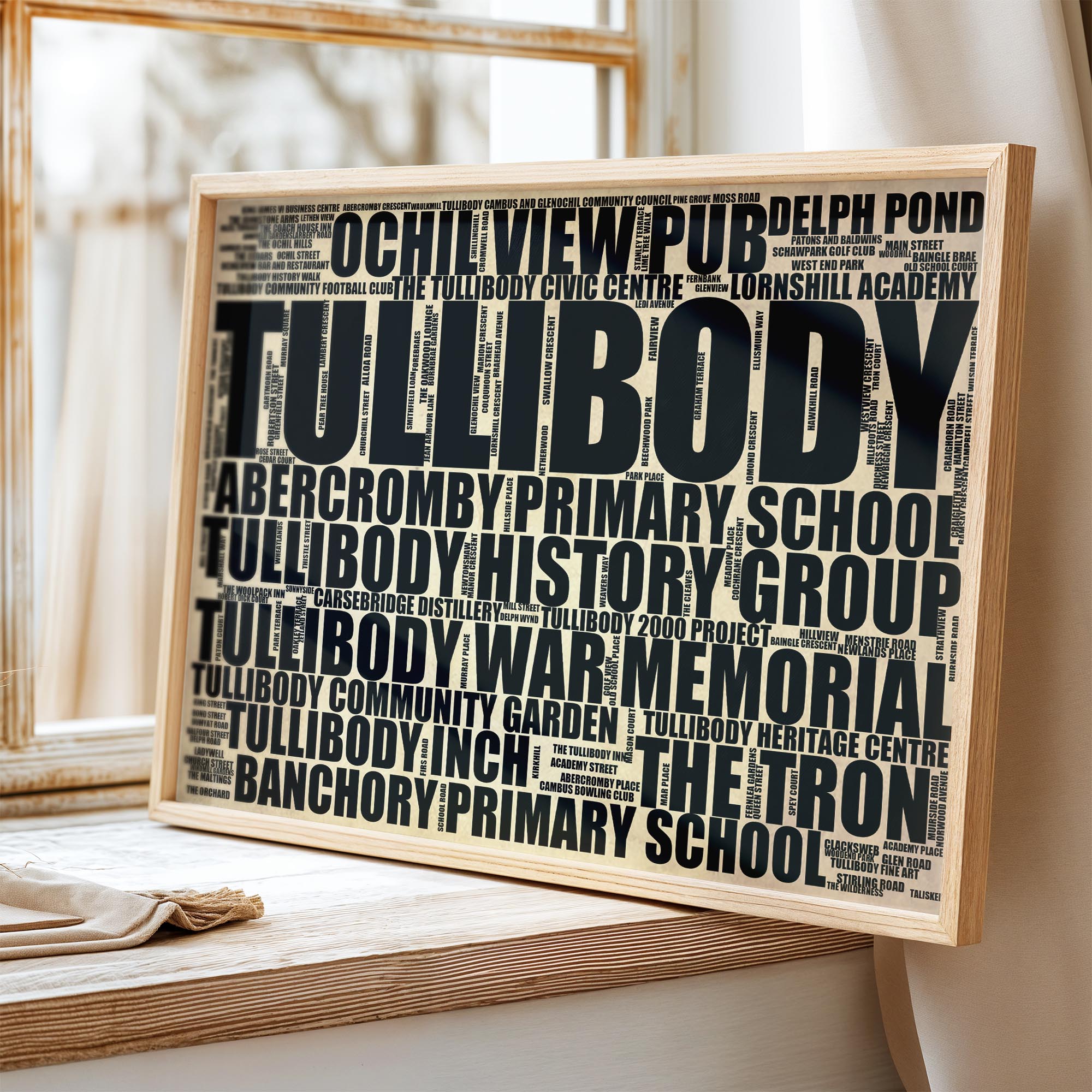 Tullibody - Premium Typographic Word Cloud Prints, Posters & Gifts