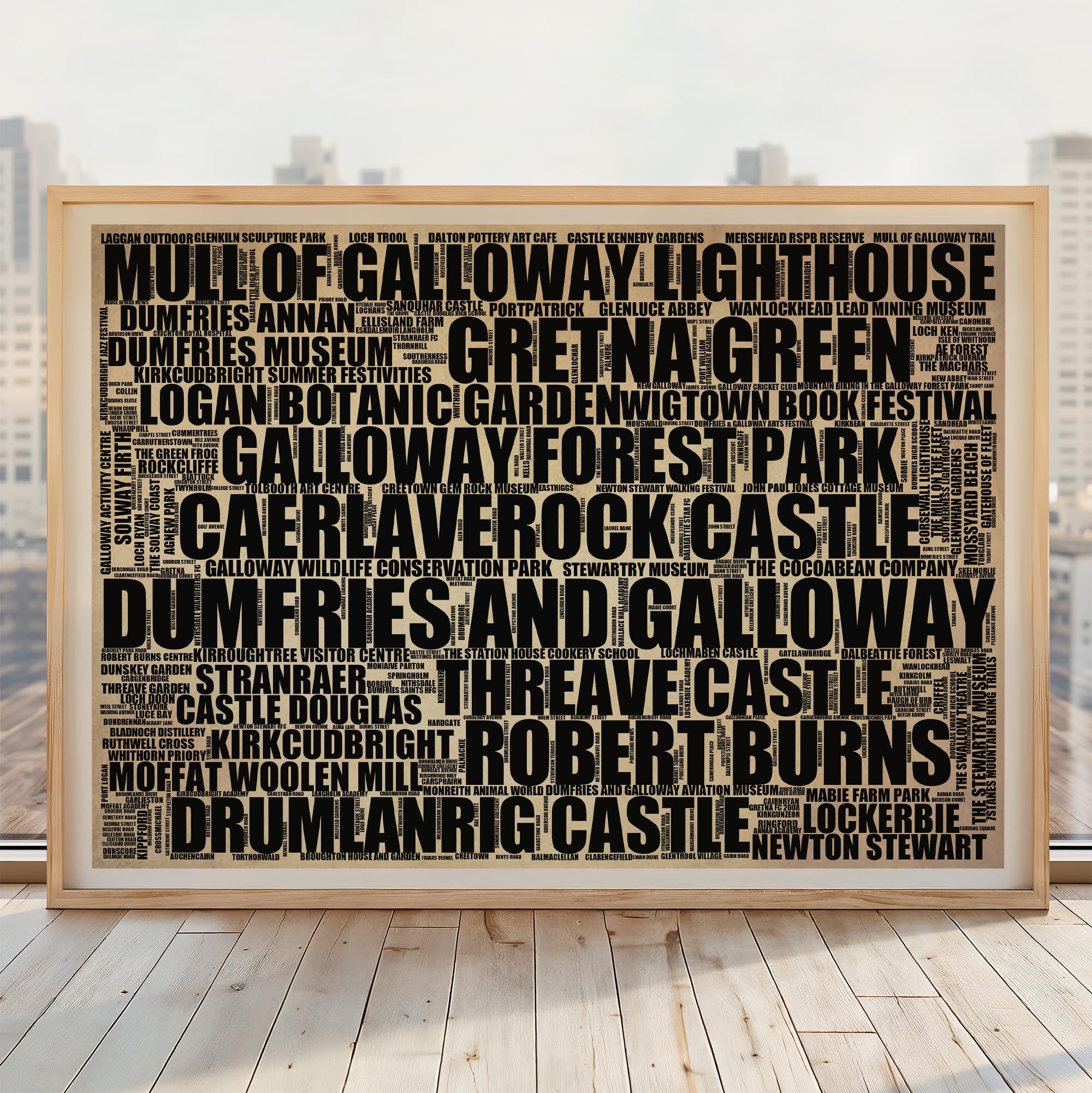 Dumfries and Galloway - Premium Typographic Word Cloud Prints, Posters & Gifts