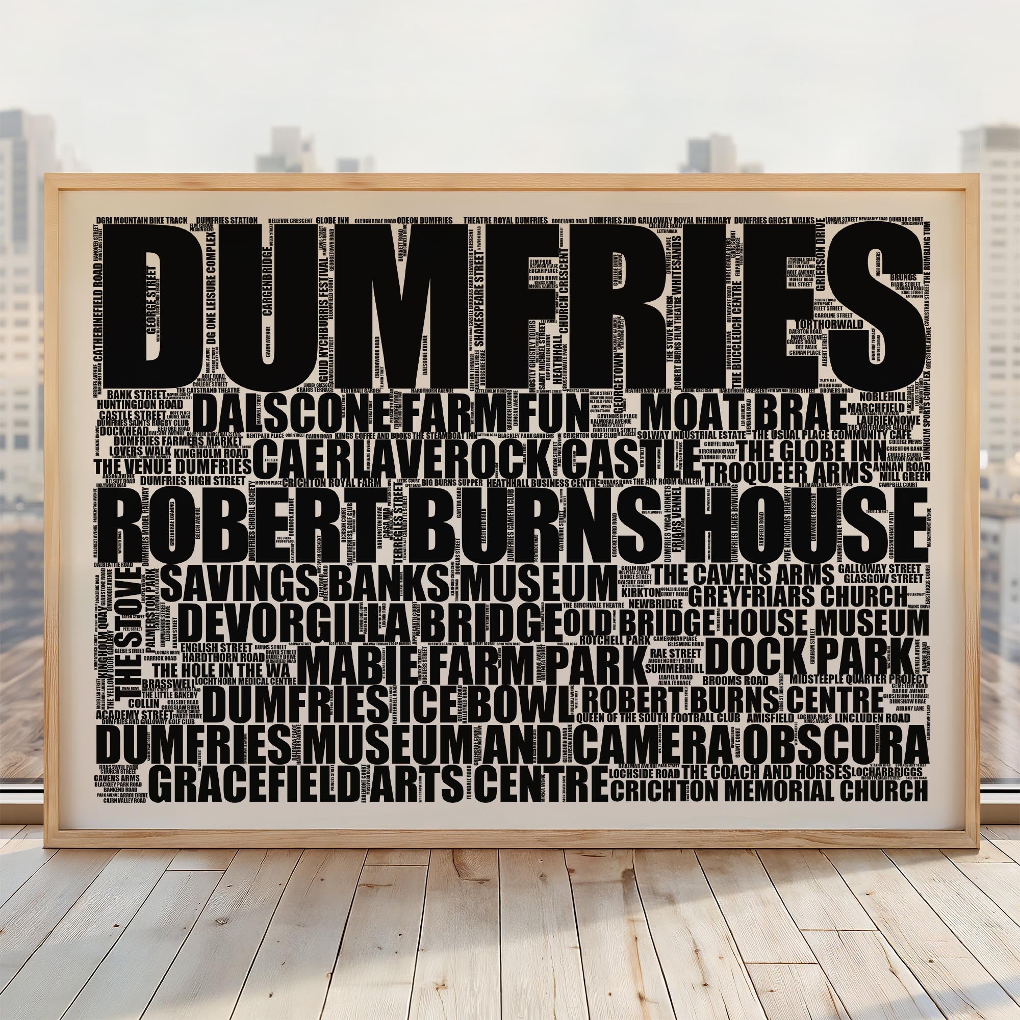 Dumfries - Premium Typographic Word Cloud Prints, Posters & Gifts