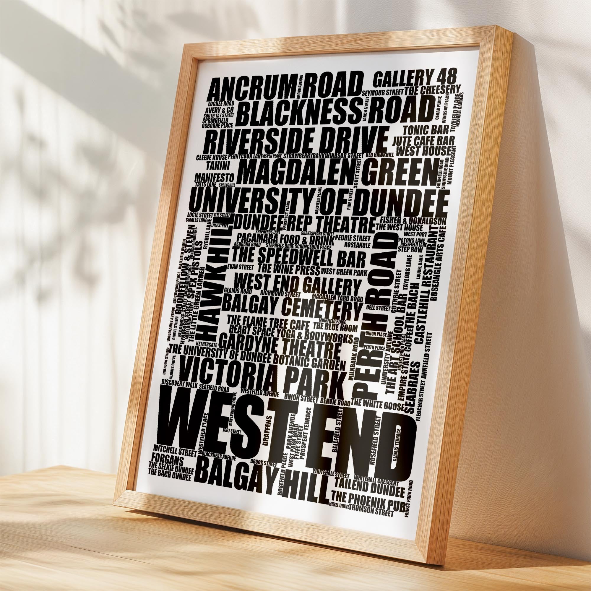 West End - Premium Typographic Word Cloud Prints, Posters & Gifts