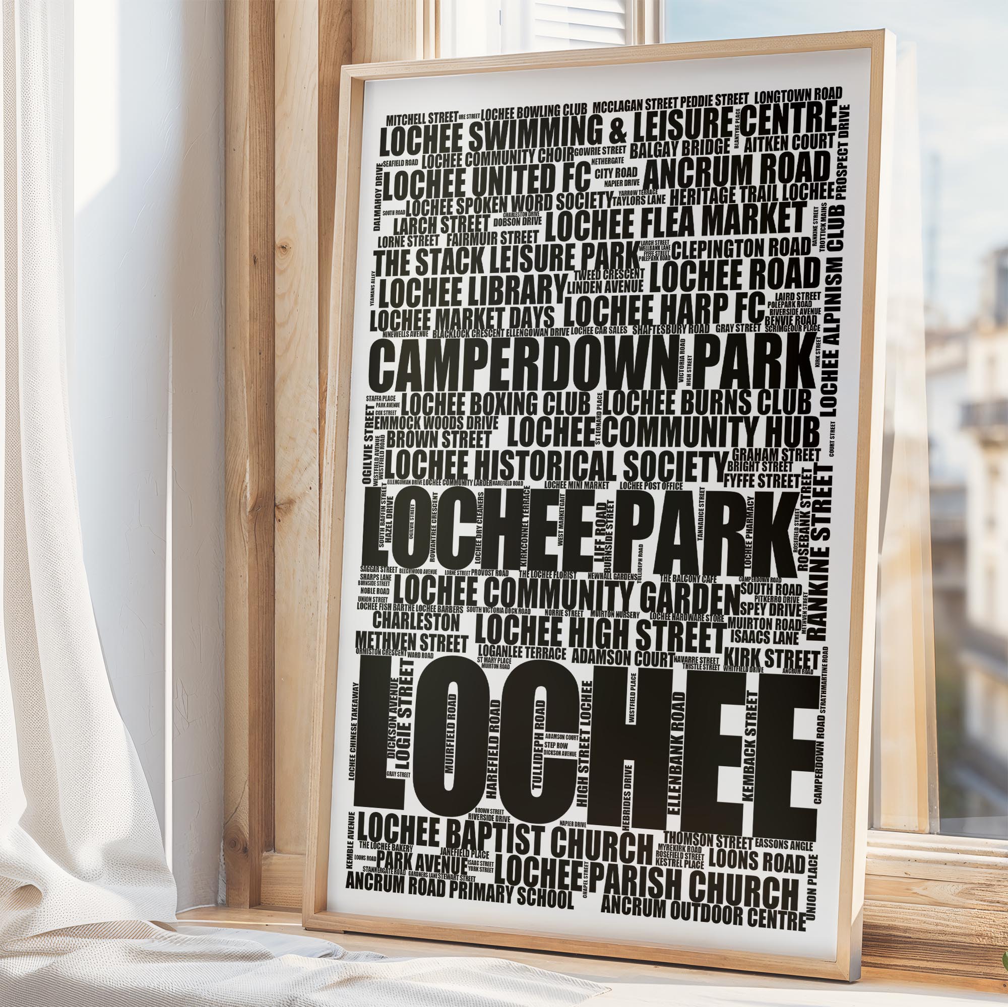 Lochee - Premium Typographic Word Cloud Prints, Posters & Gifts