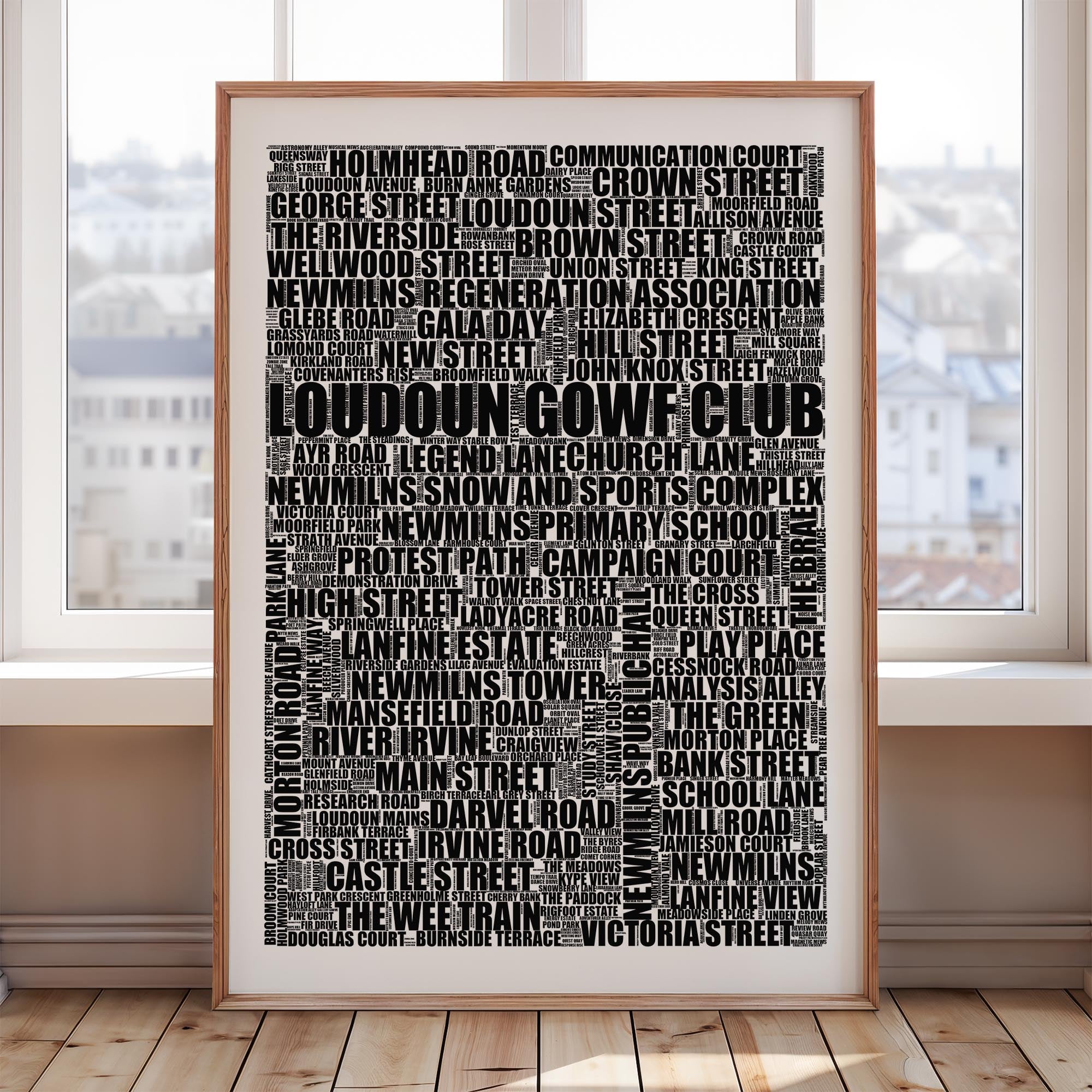 Newmilns - Premium Typographic Word Cloud Prints, Posters & Gifts