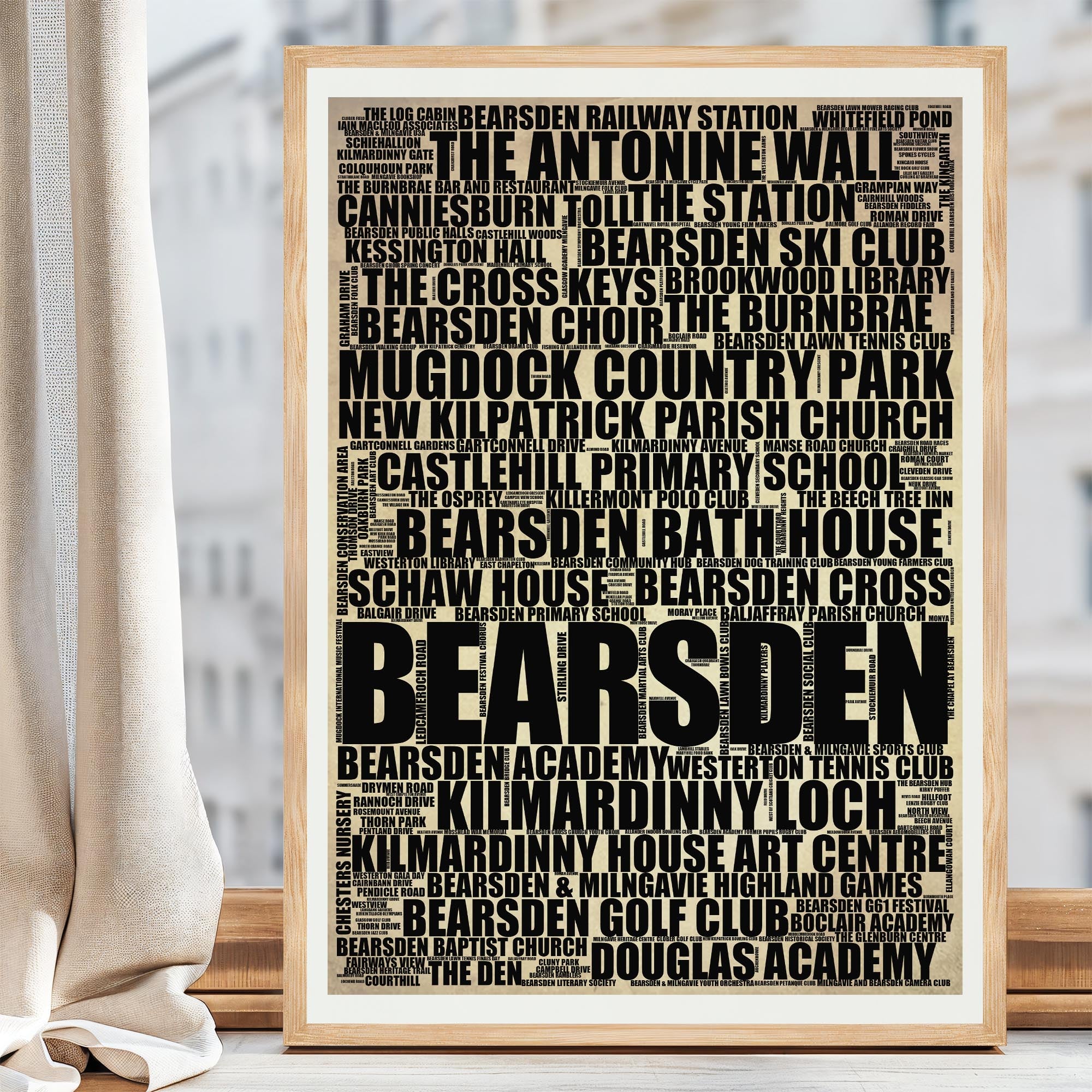 Bearsden - Premium Typographic Word Cloud Prints, Posters & Gifts