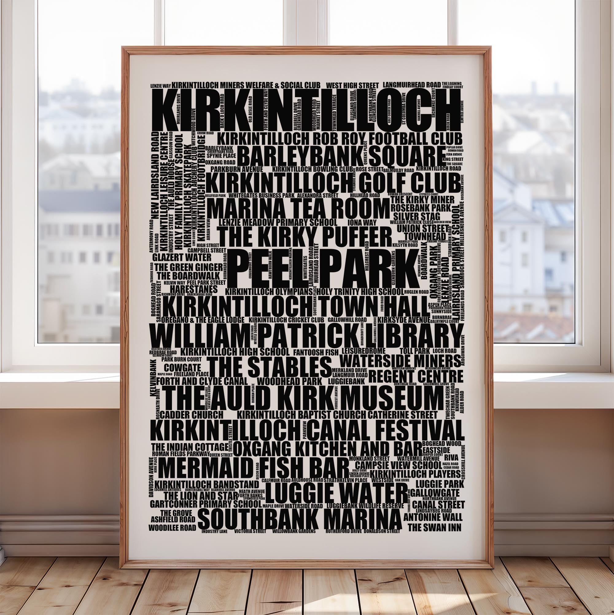 Kirkintilloch - Premium Typographic Word Cloud Prints, Posters & Gifts