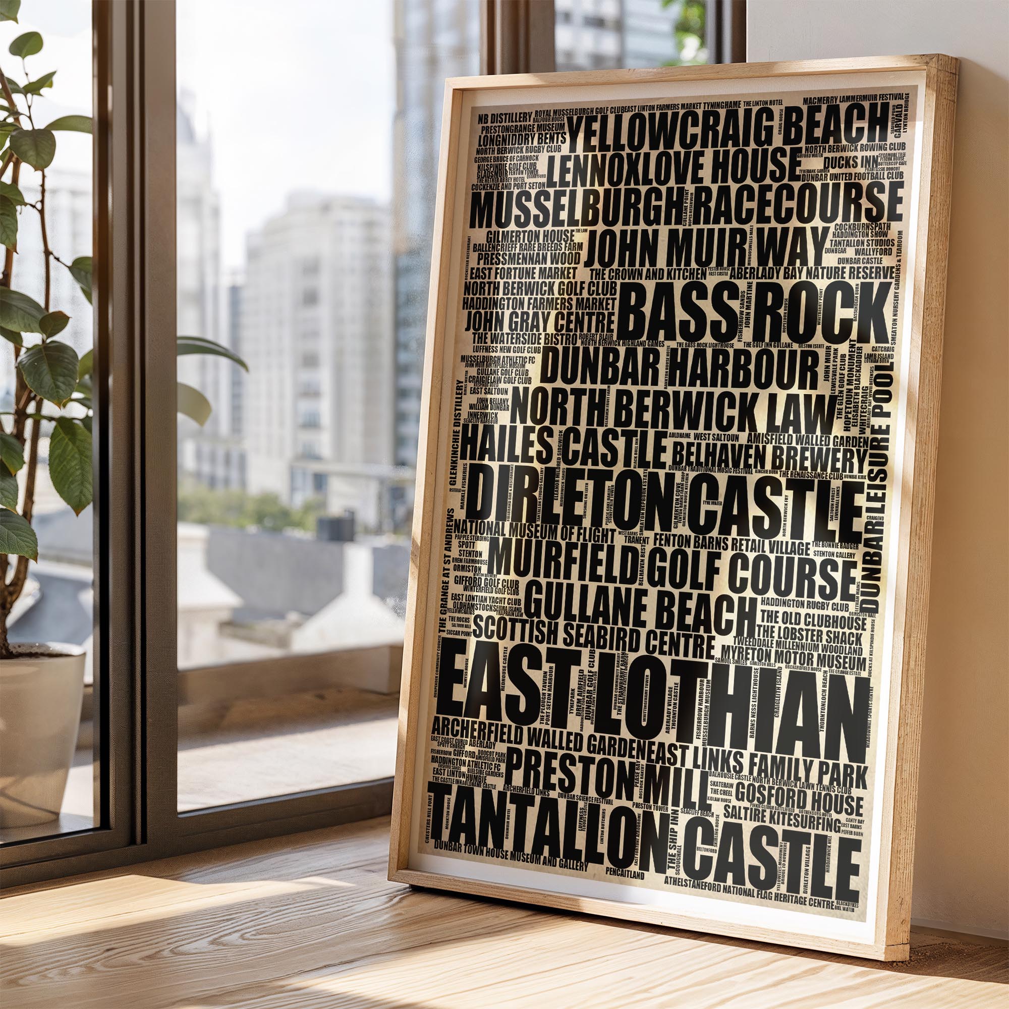 East Lothian - Premium Typographic Word Cloud Prints, Posters & Gifts