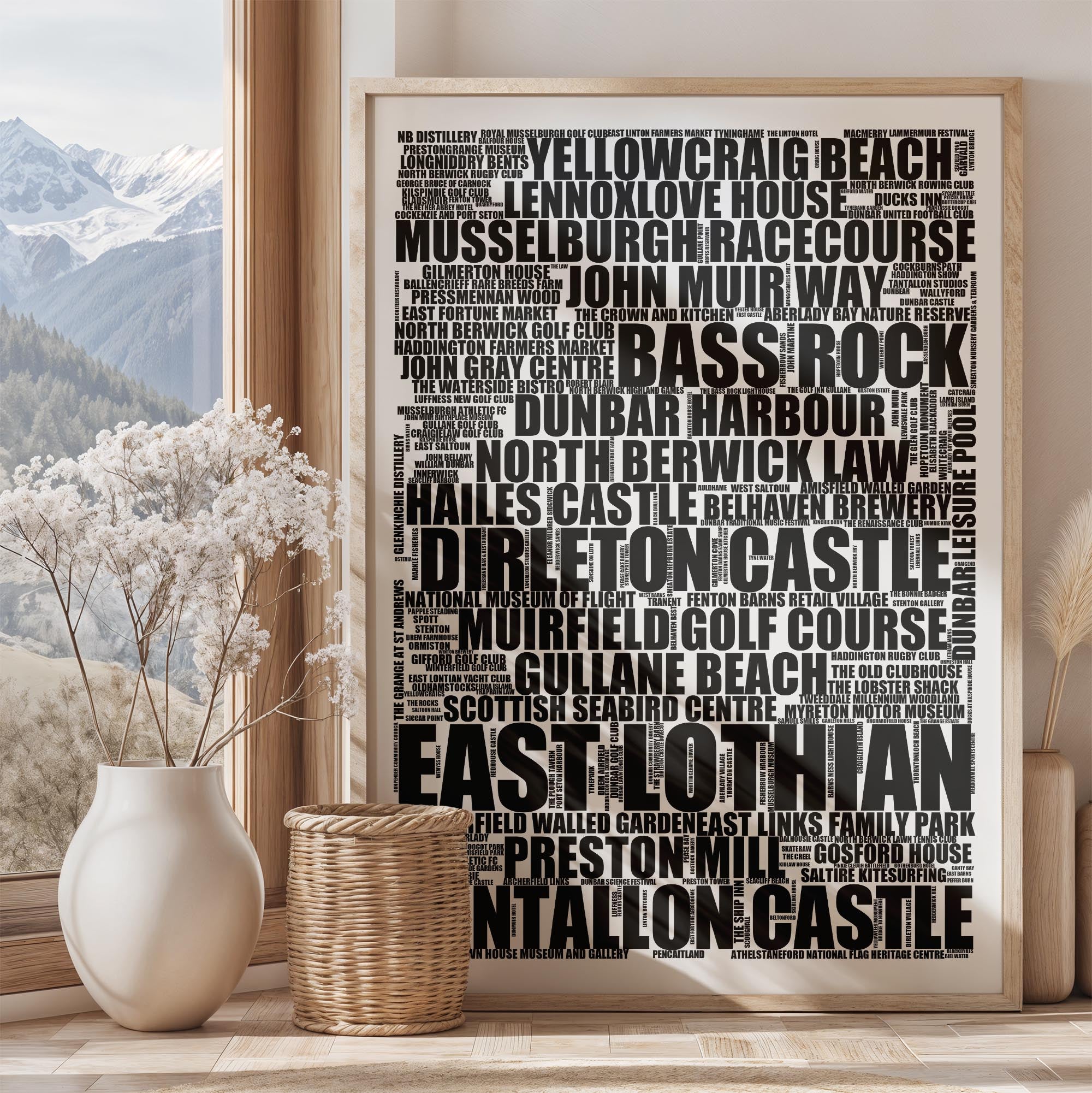 East Lothian - Premium Typographic Word Cloud Prints, Posters & Gifts