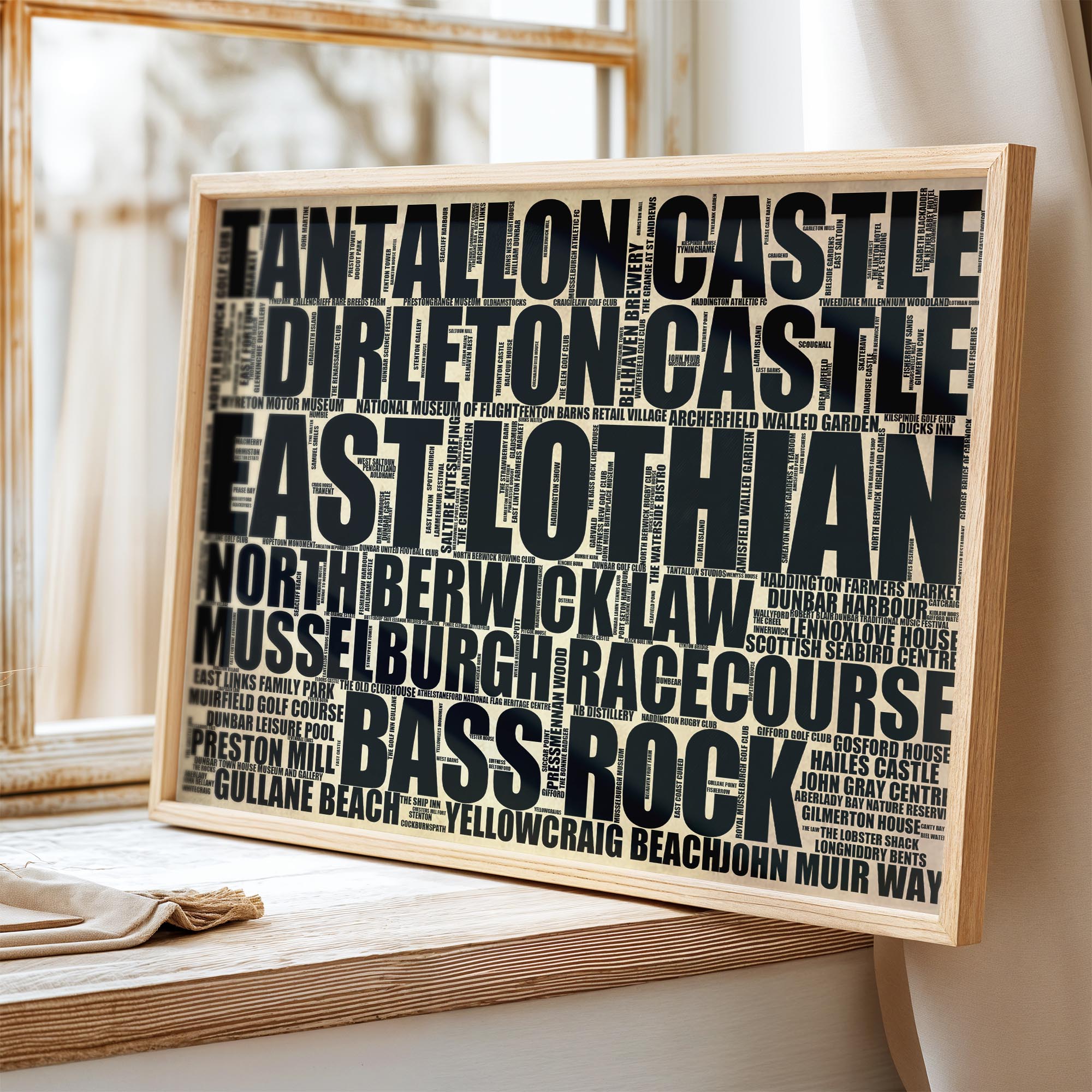 East Lothian - Premium Typographic Word Cloud Prints, Posters & Gifts