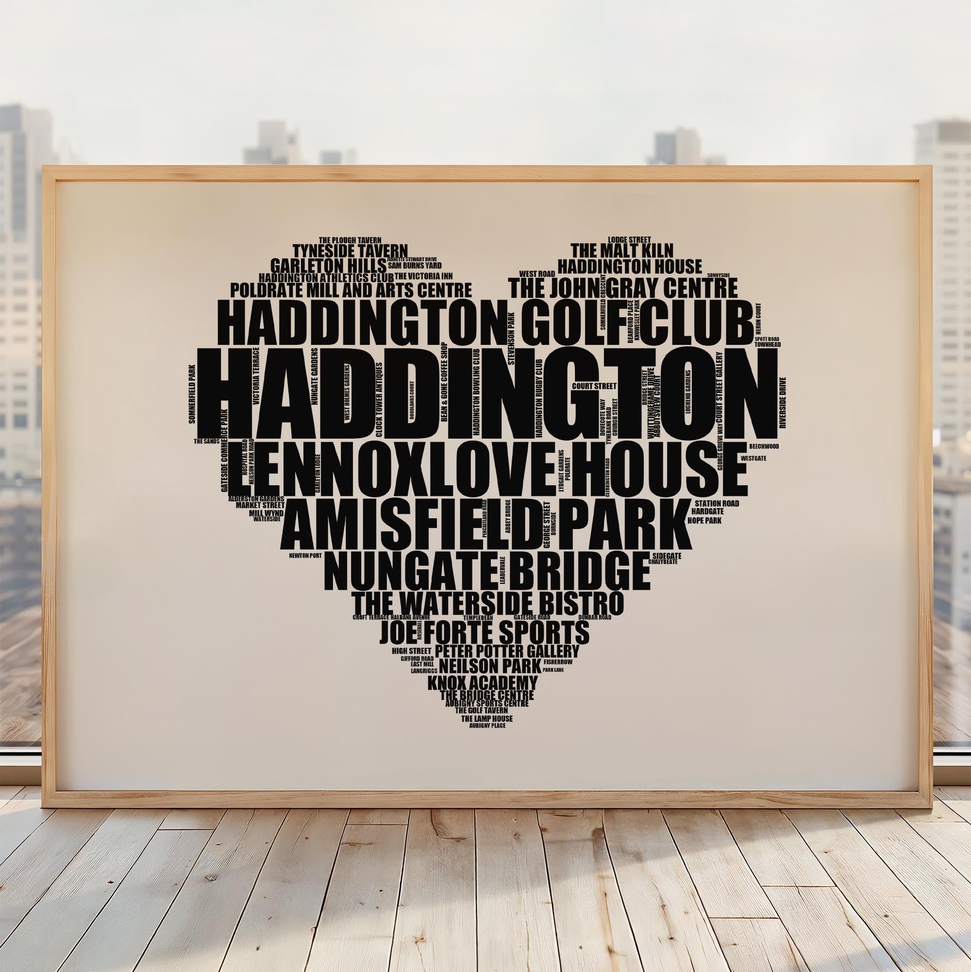 Haddington - Premium Typographic Word Cloud Prints, Posters & Gifts