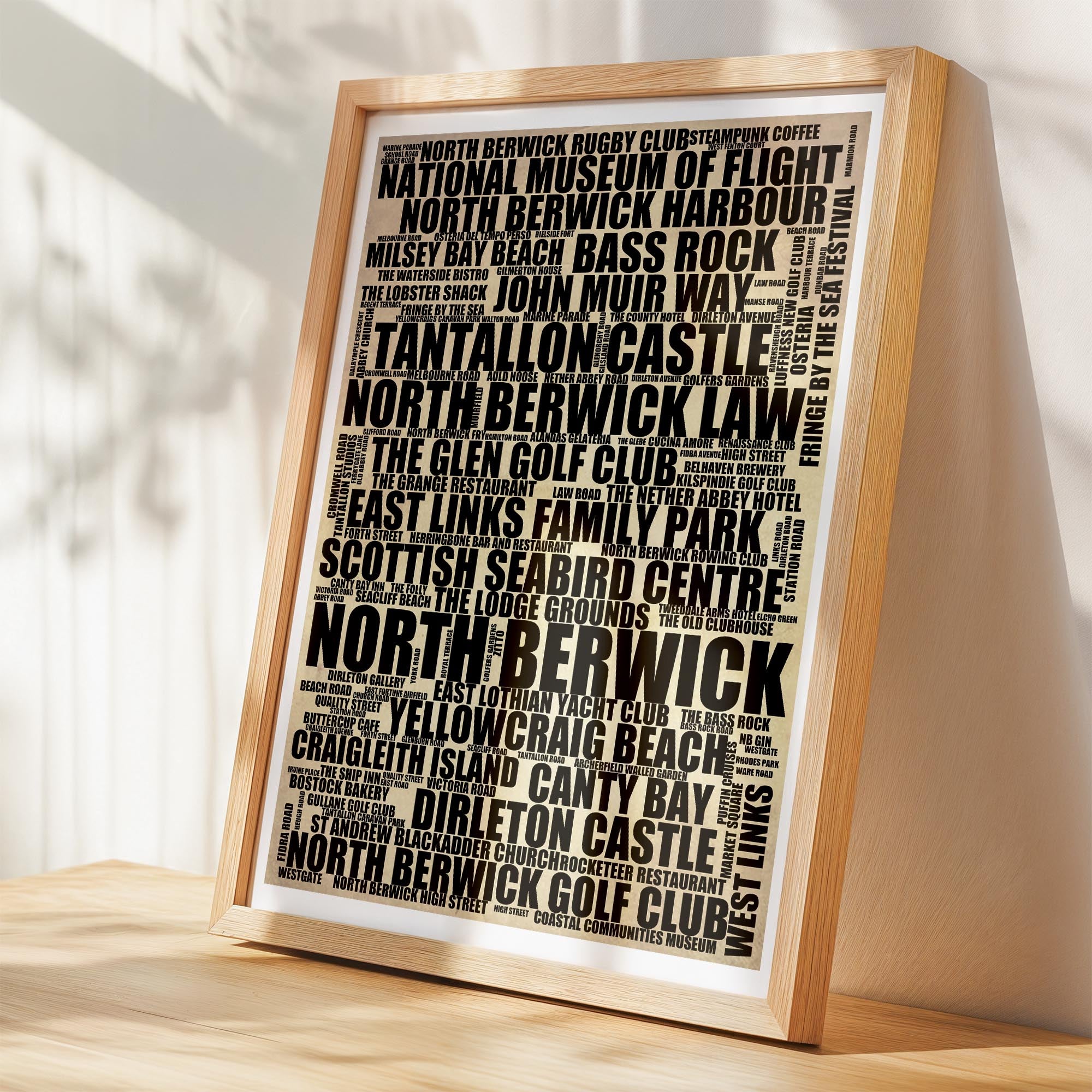 North Berwick - Premium Typographic Word Cloud Prints, Posters & Gifts