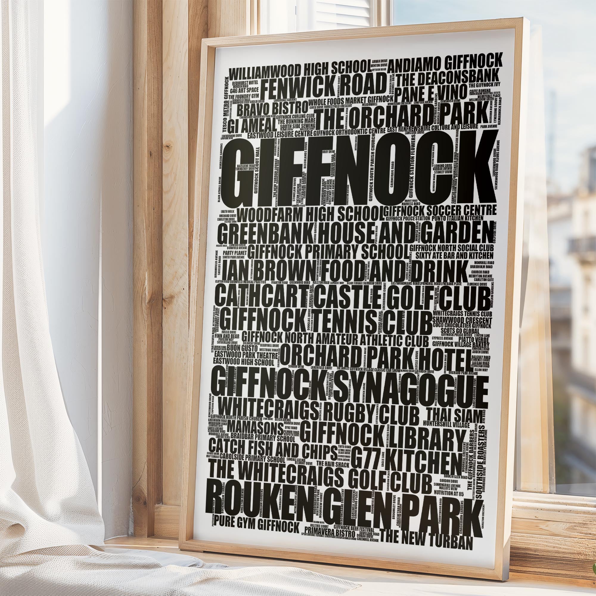 Giffnock - Premium Typographic Word Cloud Prints, Posters & Gifts