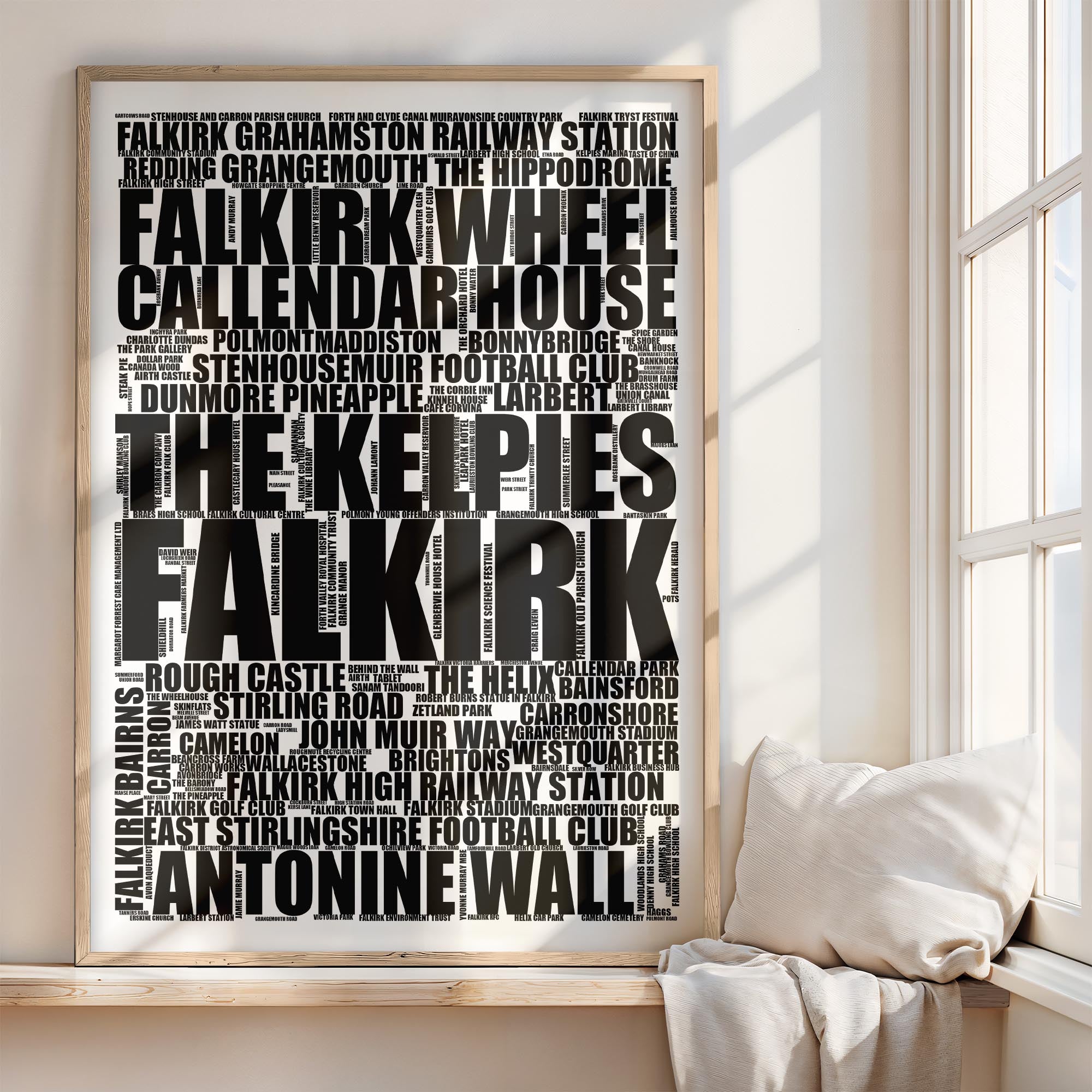 Falkirk - Premium Typographic Word Cloud Prints, Posters & Gifts