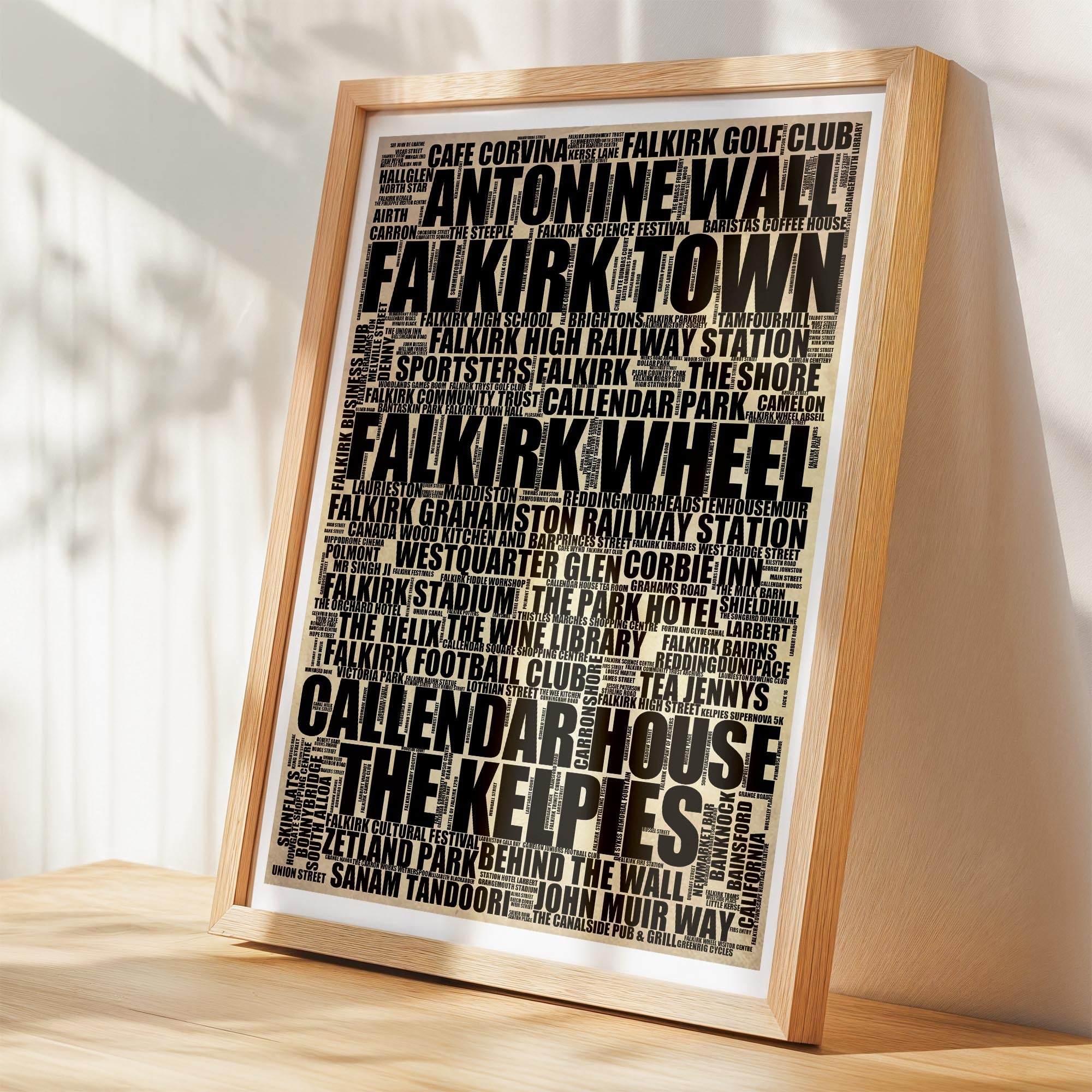 Falkirk Town - Premium Typographic Word Cloud Prints, Posters & Gifts