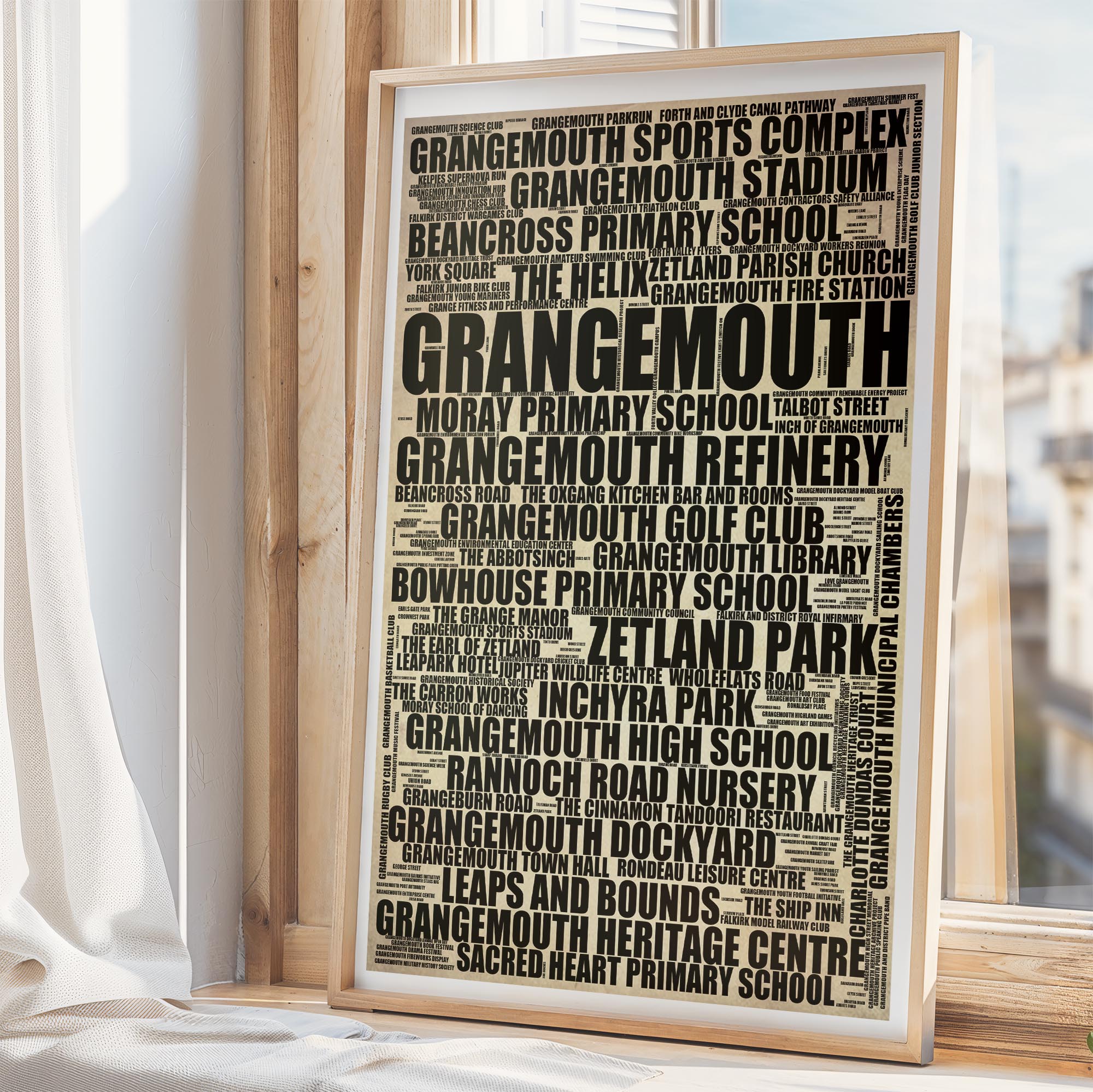 Grangemouth - Premium Typographic Word Cloud Prints, Posters & Gifts