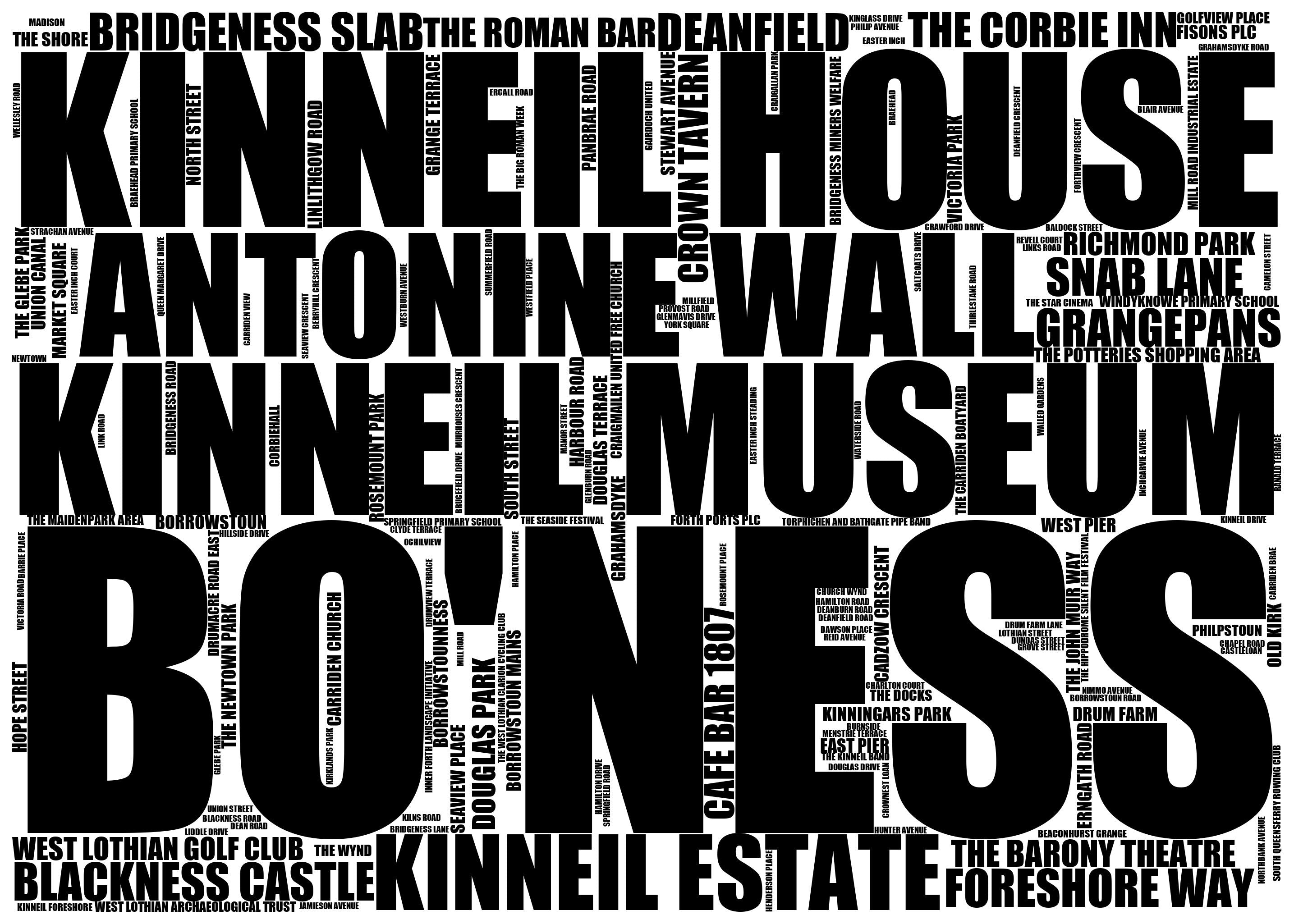 Bo'ness - Premium Typographic Word Cloud Prints, Posters & Gifts