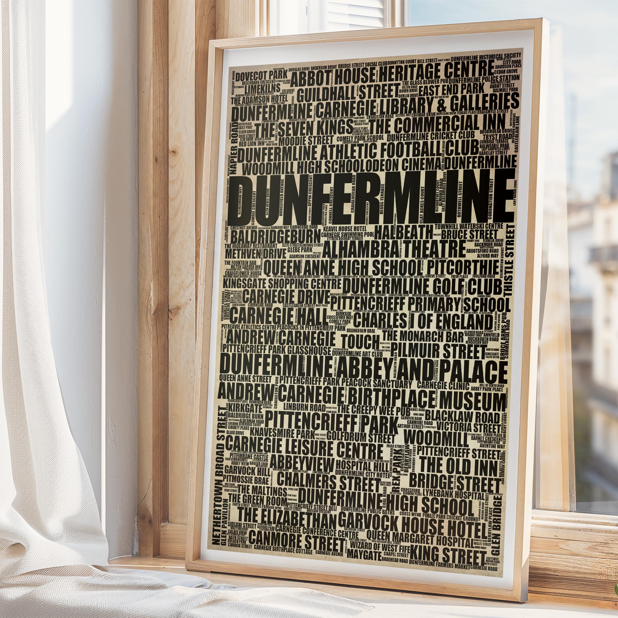 Dunfermline - Premium Typographic Word Cloud Prints, Posters & Gifts