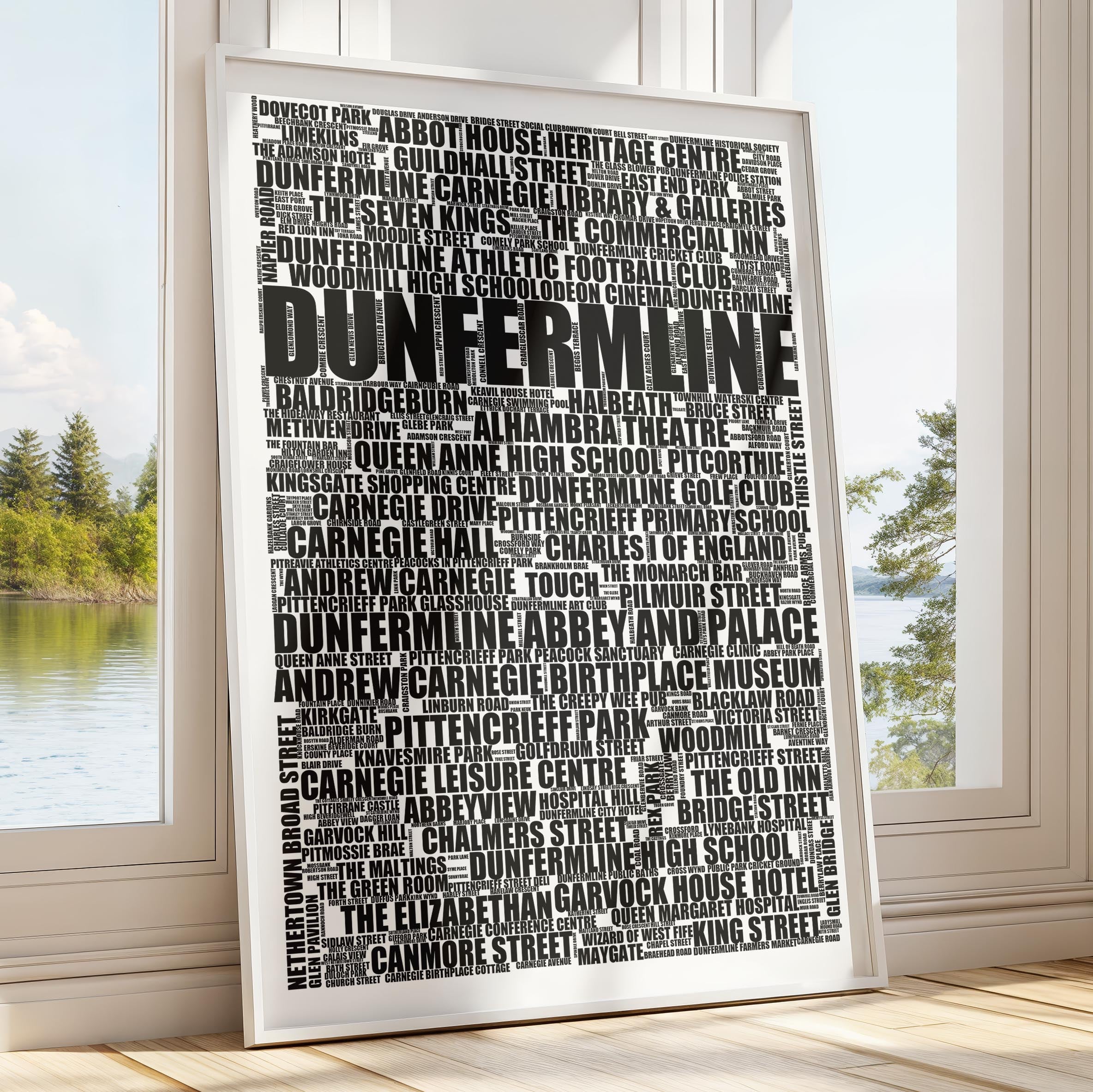 Dunfermline - Premium Typographic Word Cloud Prints, Posters & Gifts