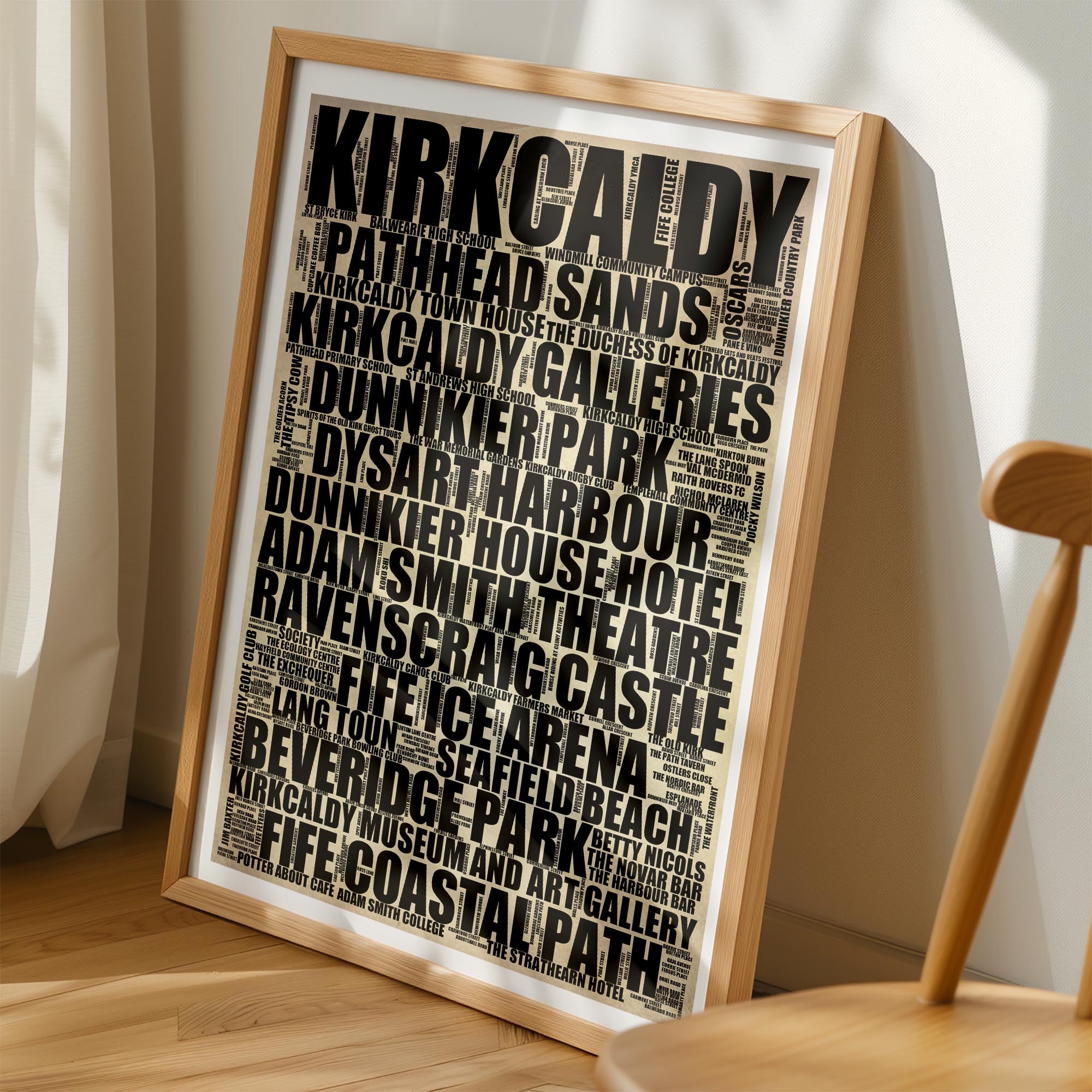 Kirkcaldy - Premium Typographic Word Cloud Prints, Posters & Gifts