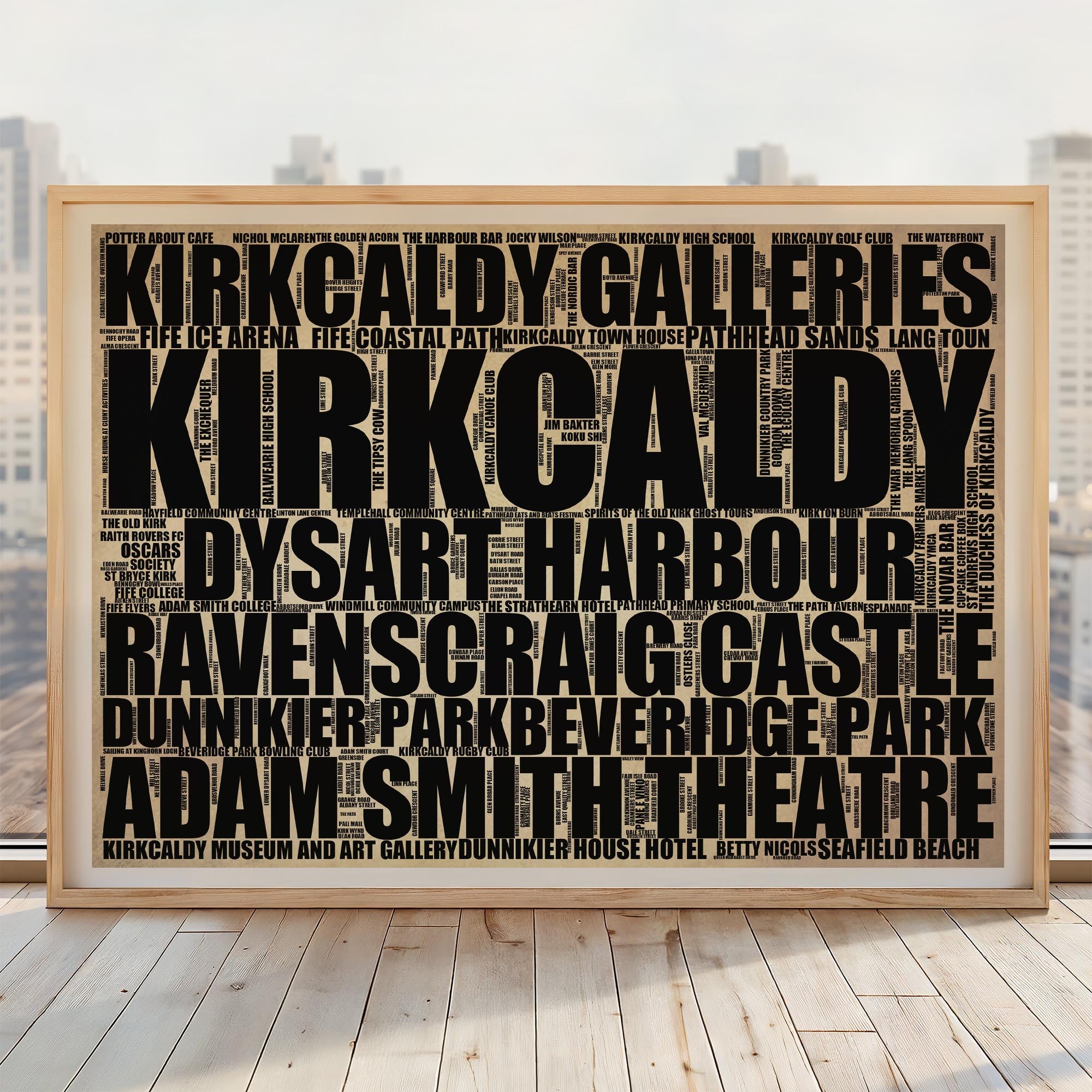 Kirkcaldy - Premium Typographic Word Cloud Prints, Posters & Gifts