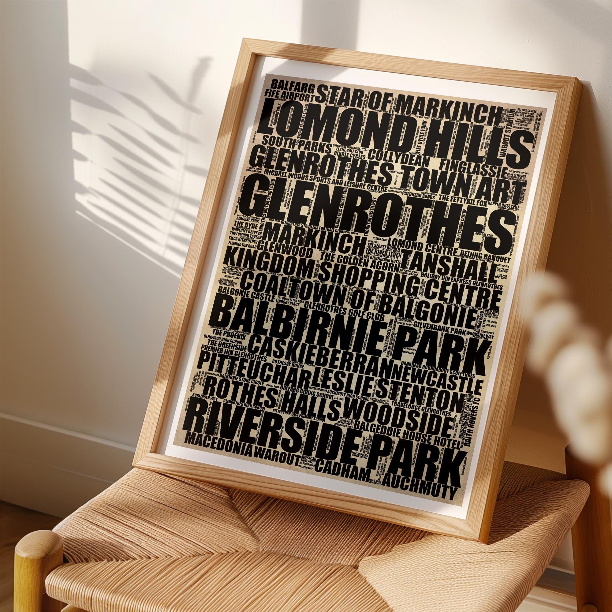 Glenrothes - Premium Typographic Word Cloud Prints, Posters & Gifts