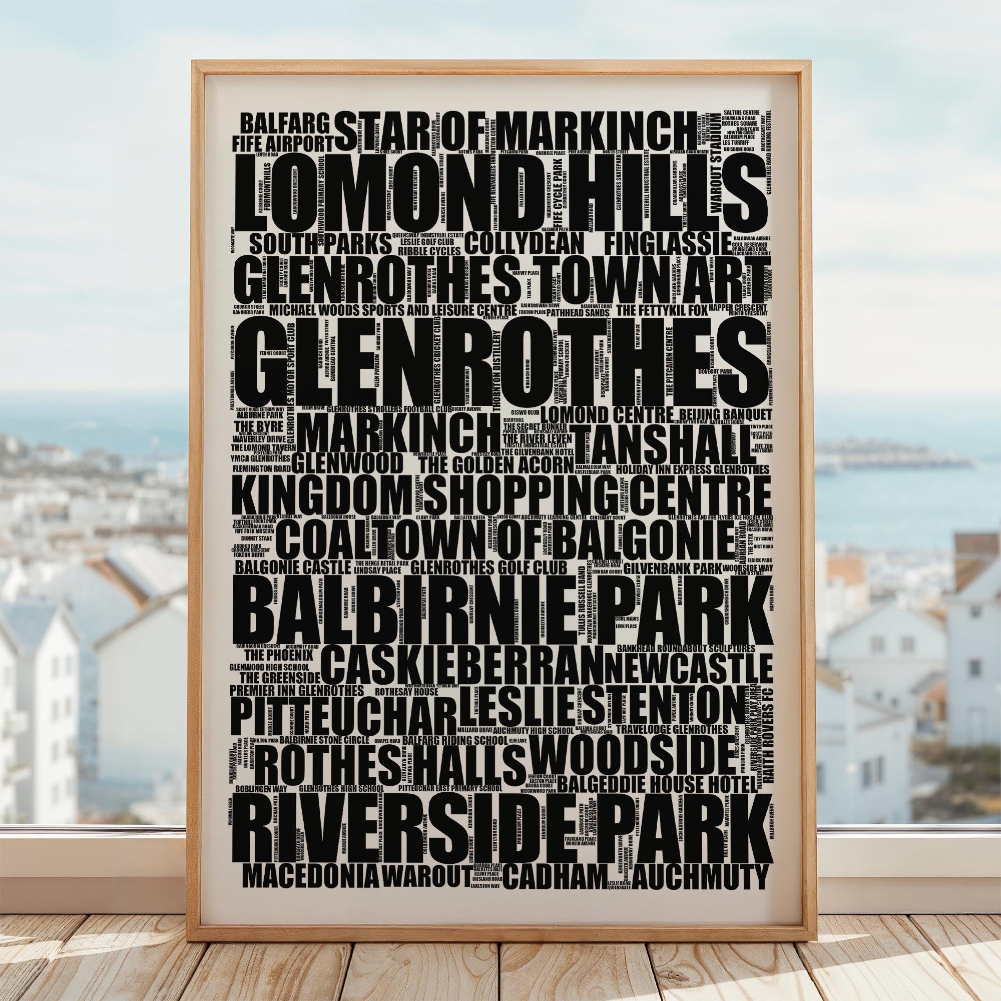 Glenrothes - Premium Typographic Word Cloud Prints, Posters & Gifts