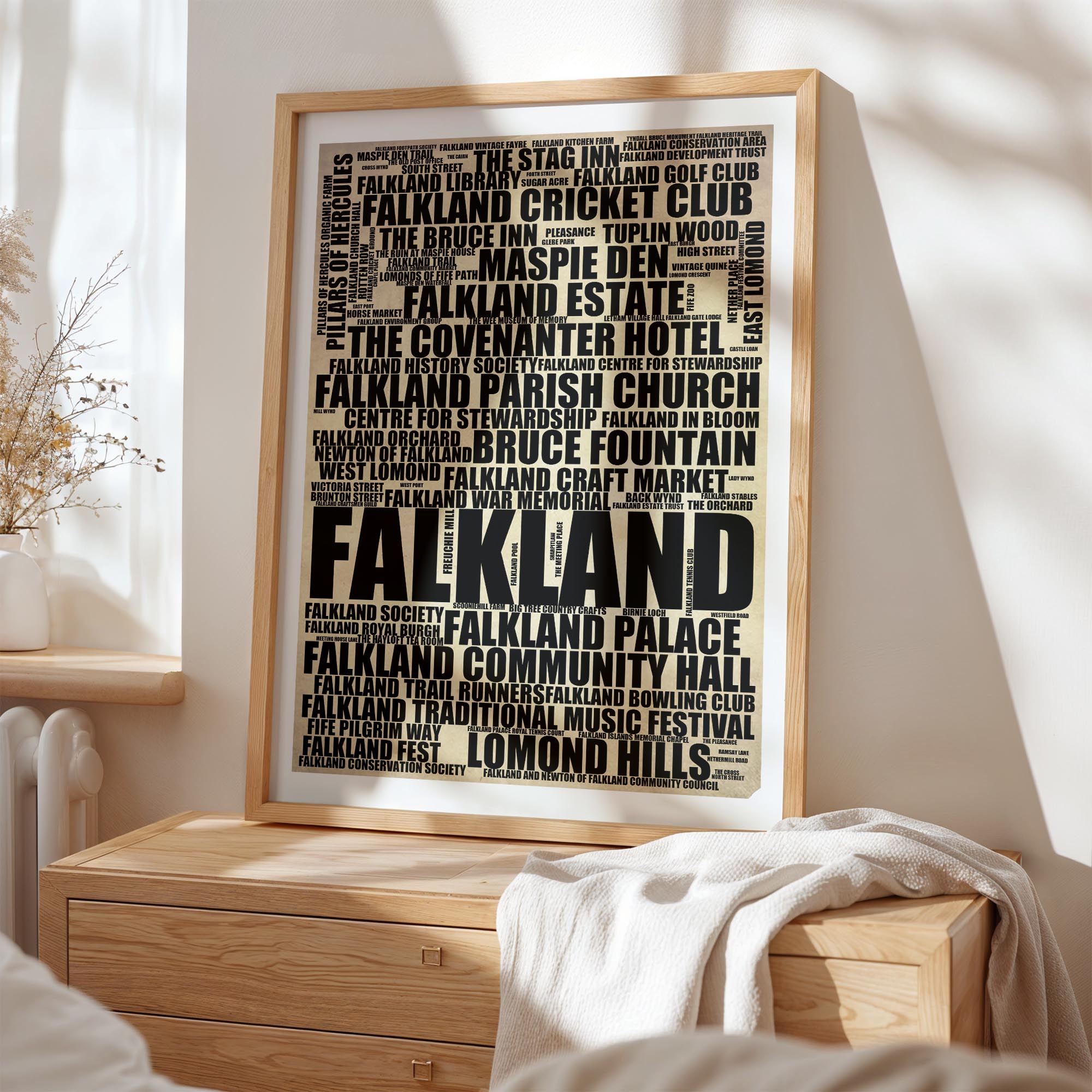 Falkland - Premium Typographic Word Cloud Prints, Posters & Gifts