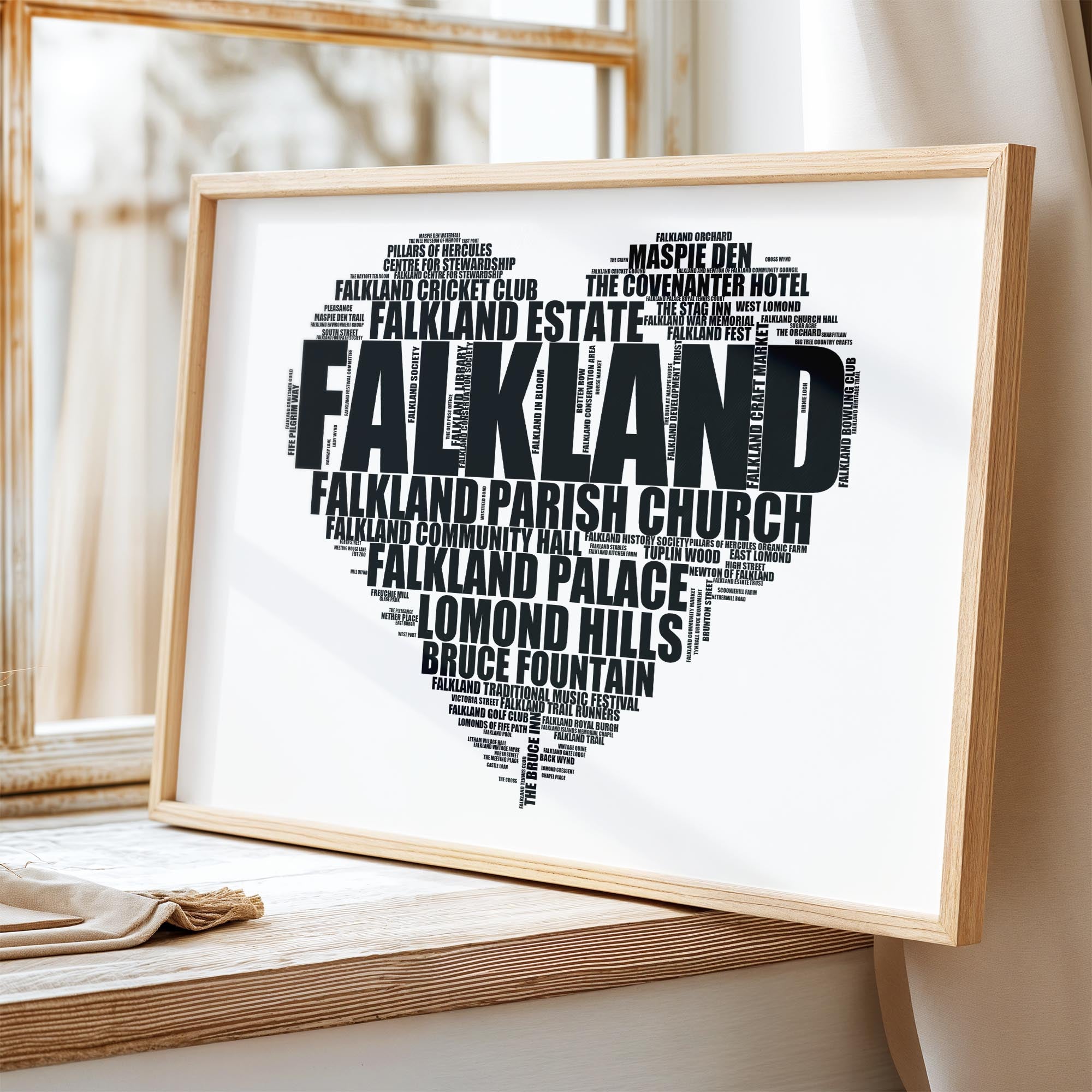 Falkland - Premium Typographic Word Cloud Prints, Posters & Gifts