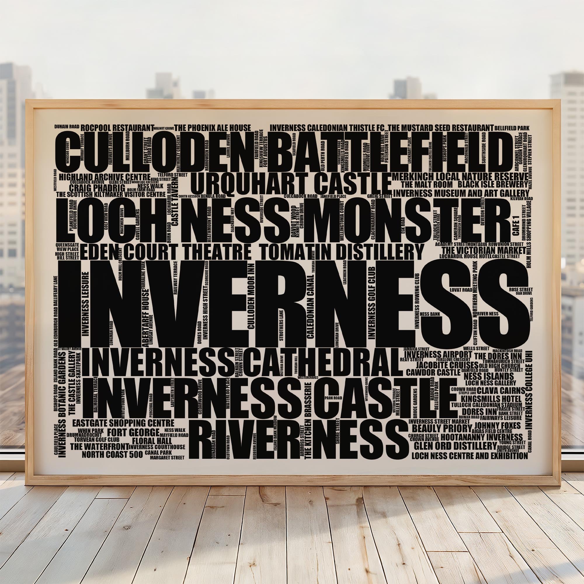 Inverness - Premium Typographic Word Cloud Prints, Posters & Gifts