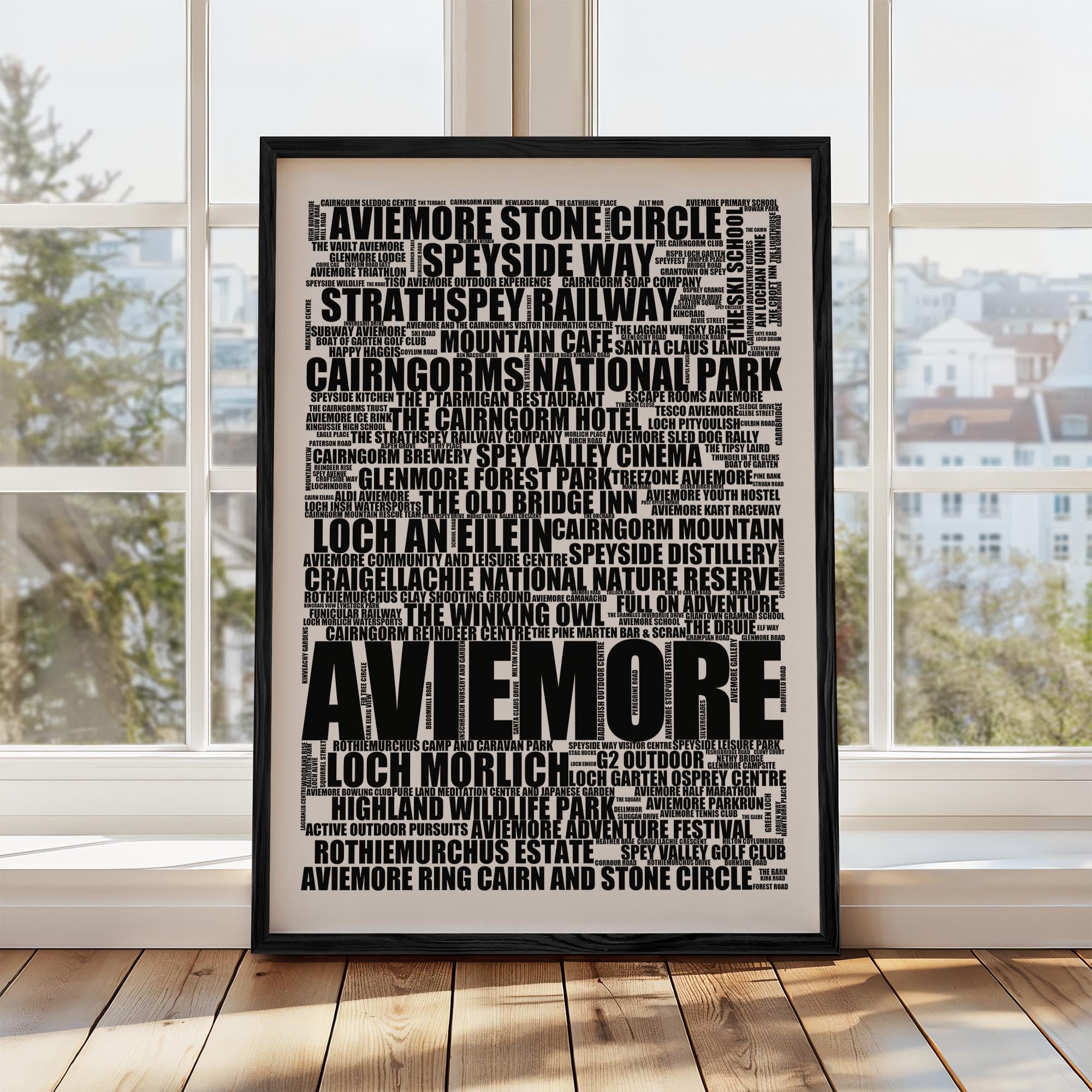 Aviemore - Premium Typographic Word Cloud Prints, Posters & Gifts