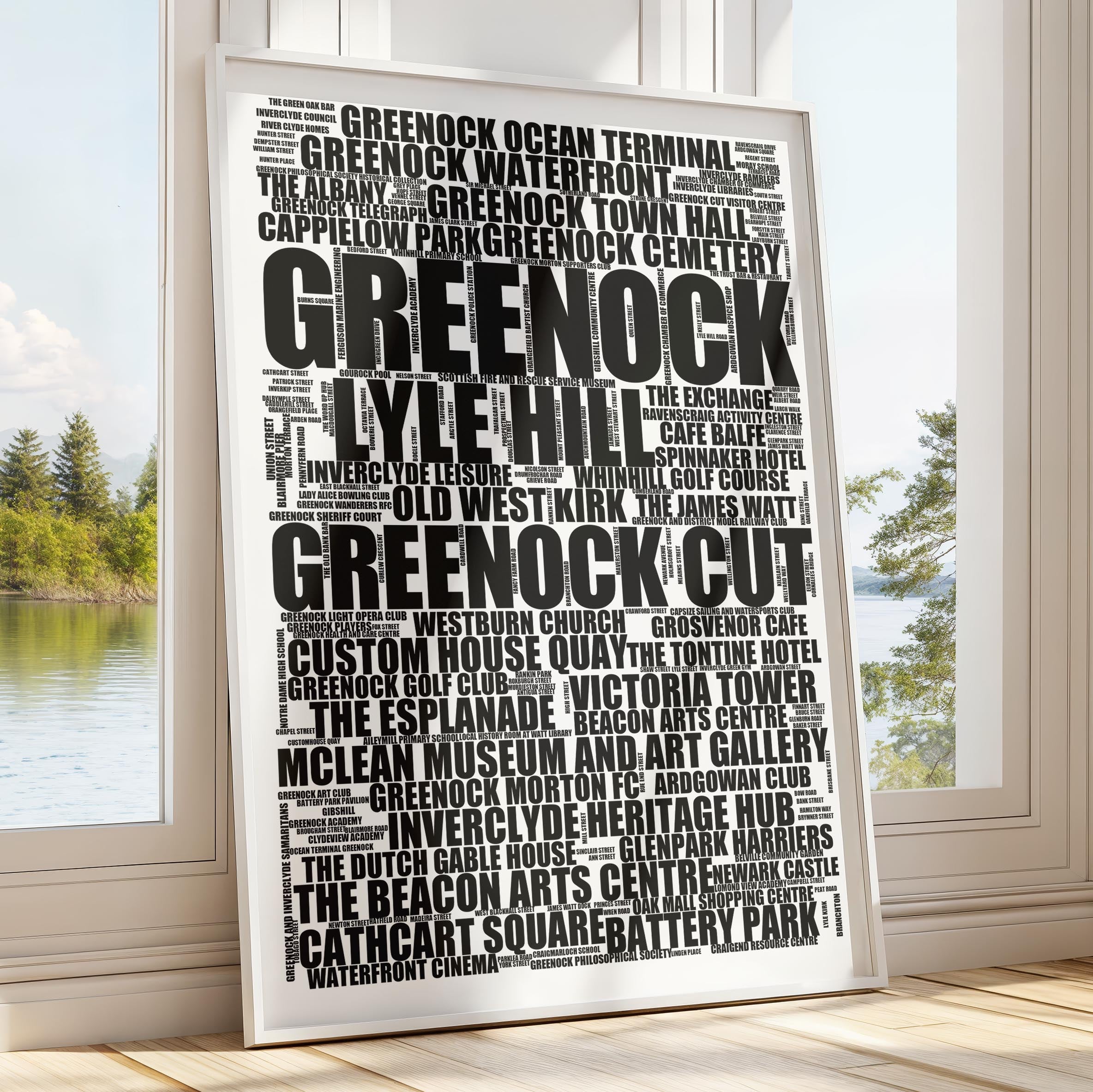 Greenock - Premium Typographic Word Cloud Prints, Posters & Gifts