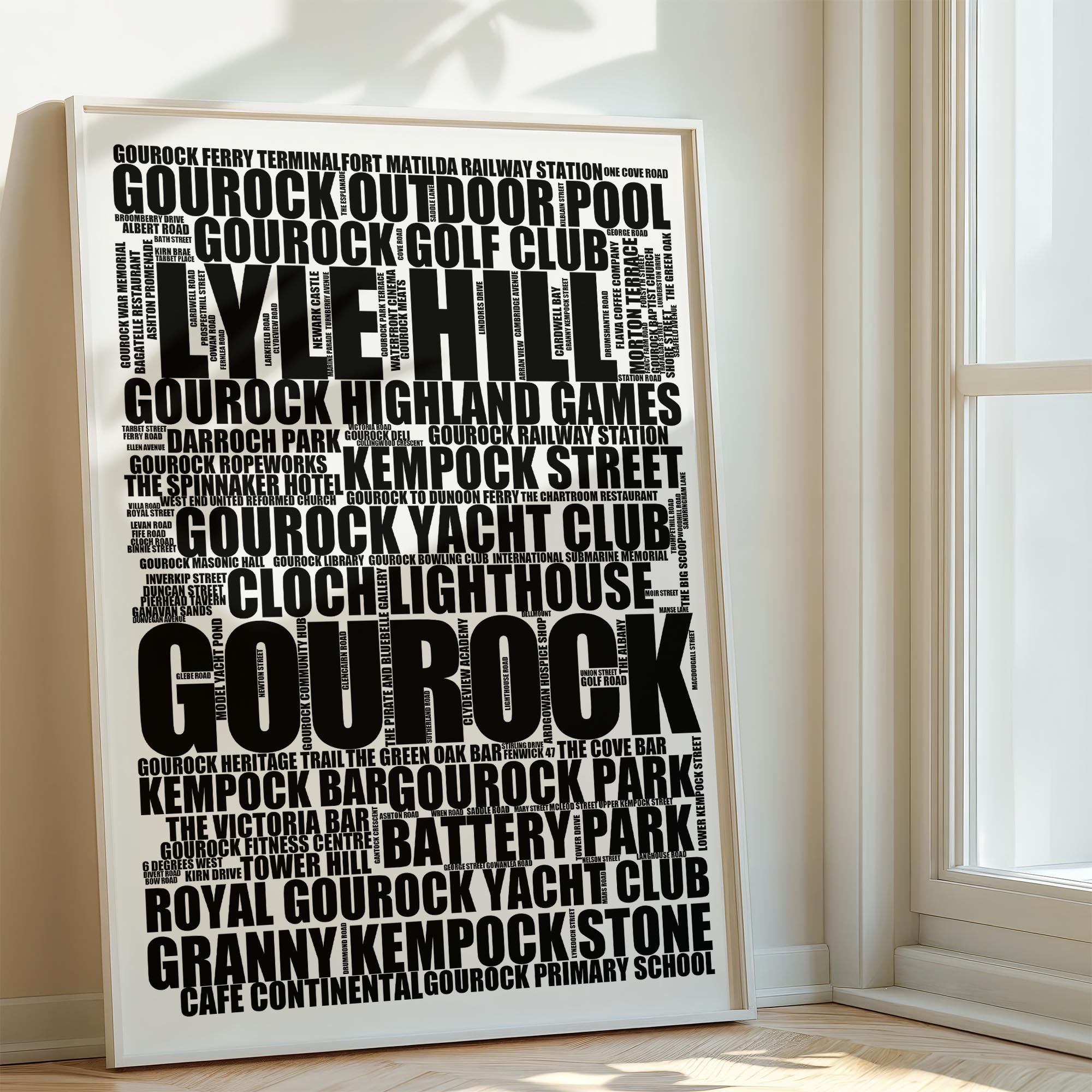 Gourock - Premium Typographic Word Cloud Prints, Posters & Gifts