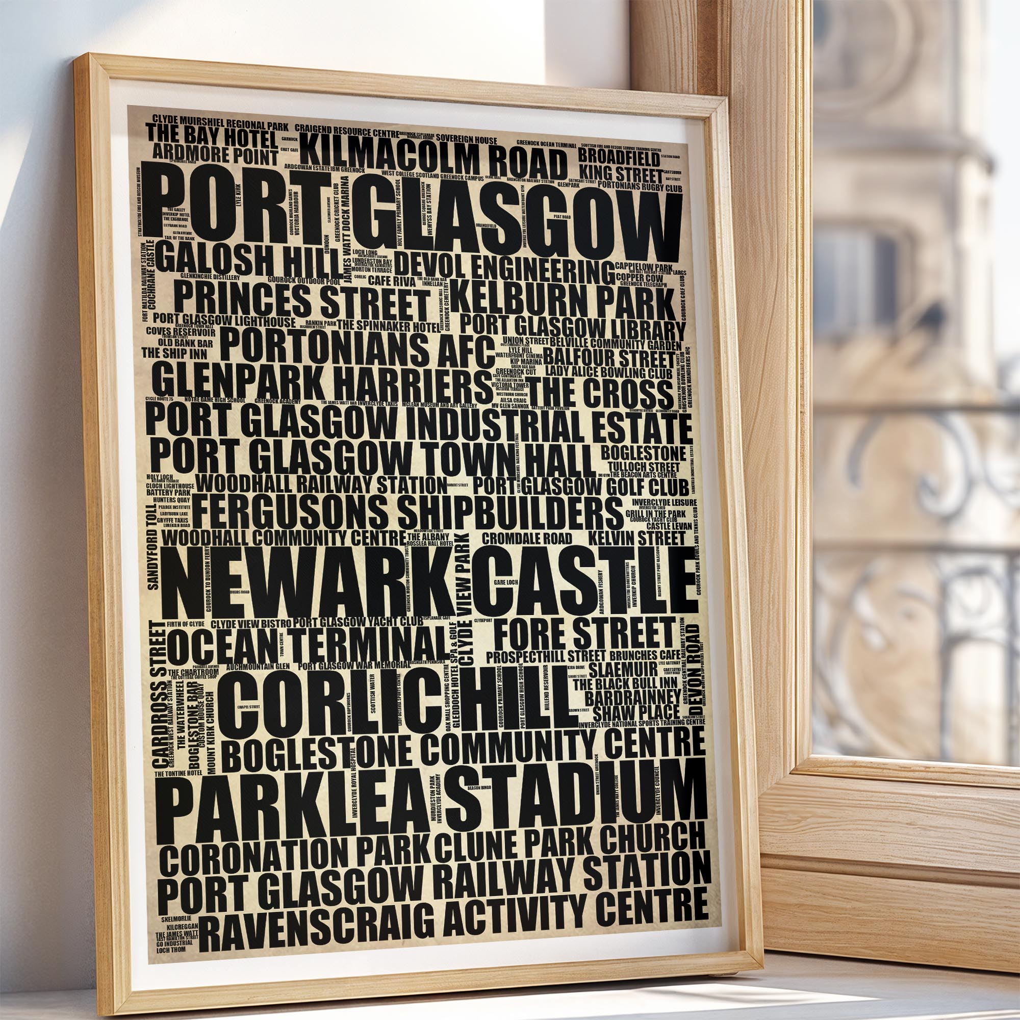 Port Glasgow - Premium Typographic Word Cloud Prints, Posters & Gifts