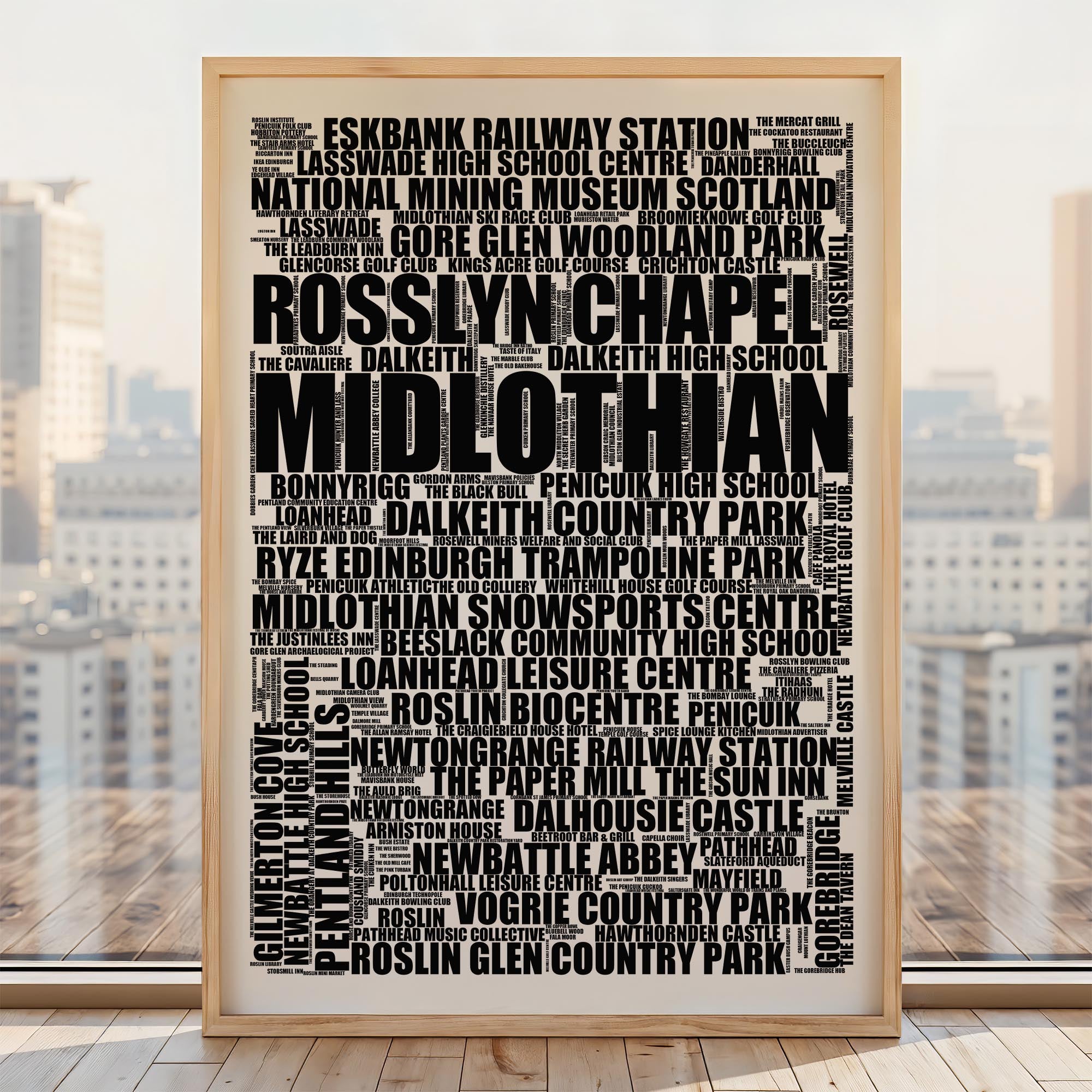 Midlothian - Premium Typographic Word Cloud Prints, Posters & Gifts