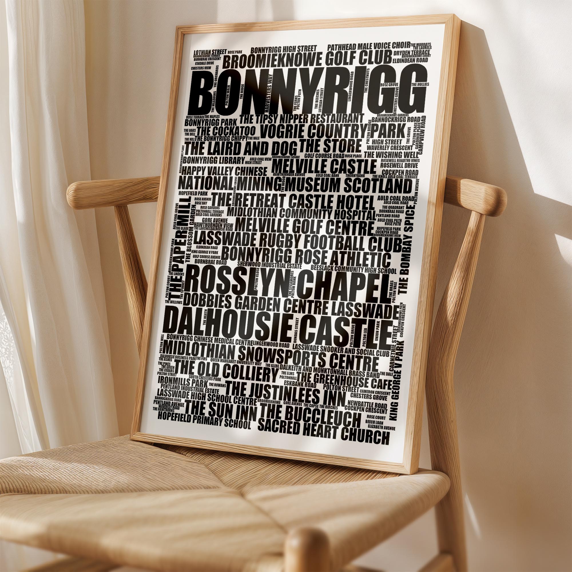 Bonnyrigg - Premium Typographic Word Cloud Prints, Posters & Gifts