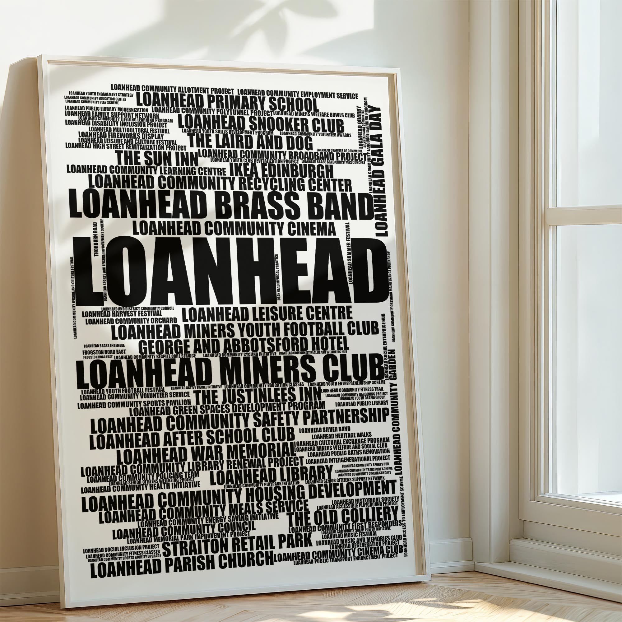 Loanhead - Premium Typographic Word Cloud Prints, Posters & Gifts