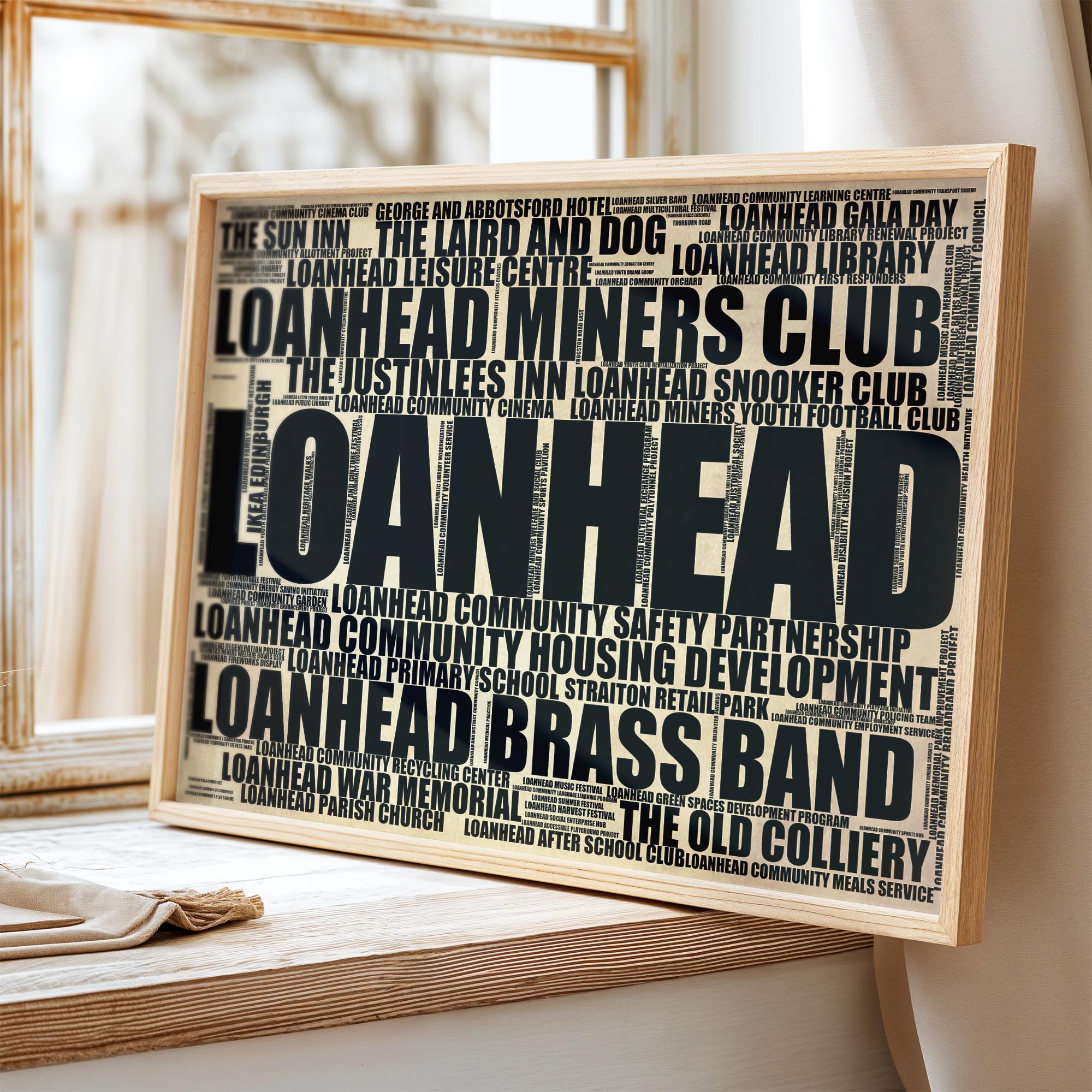 Loanhead - Premium Typographic Word Cloud Prints, Posters & Gifts